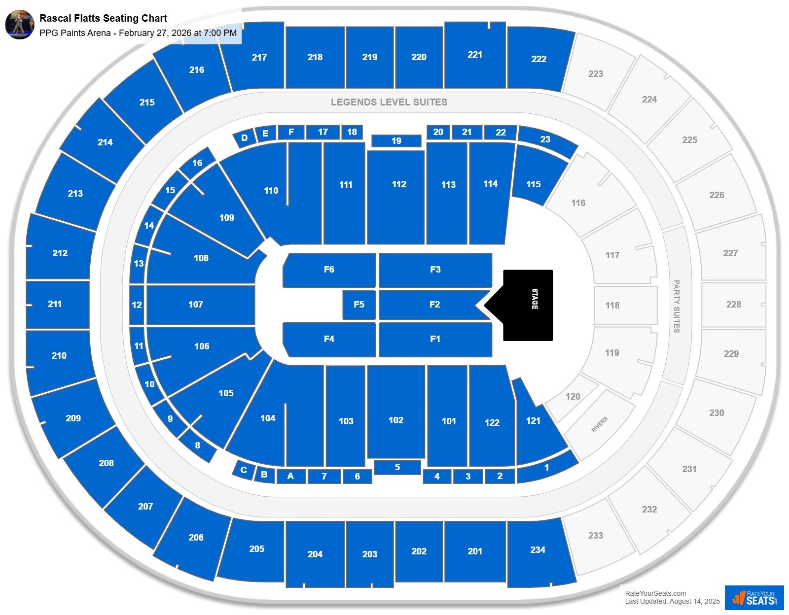 Rascal Flatts seating chart PPG Paints Arena