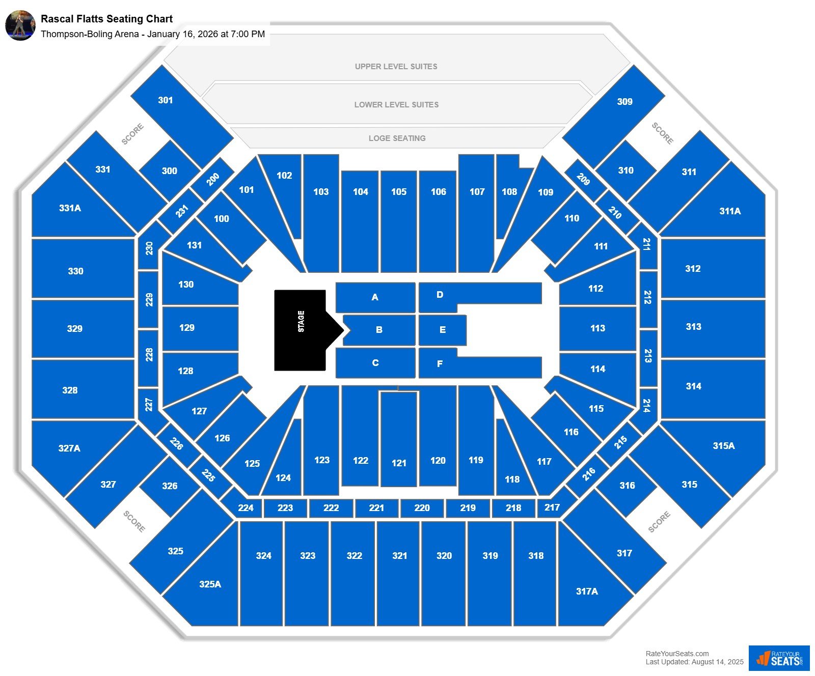 Rascal Flatts seating chart Thompson-Boling Arena