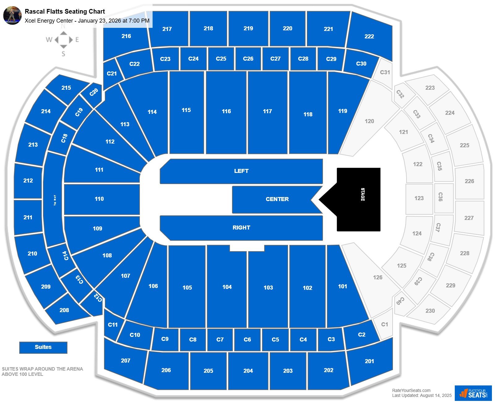 Rascal Flatts seating chart Xcel Energy Center