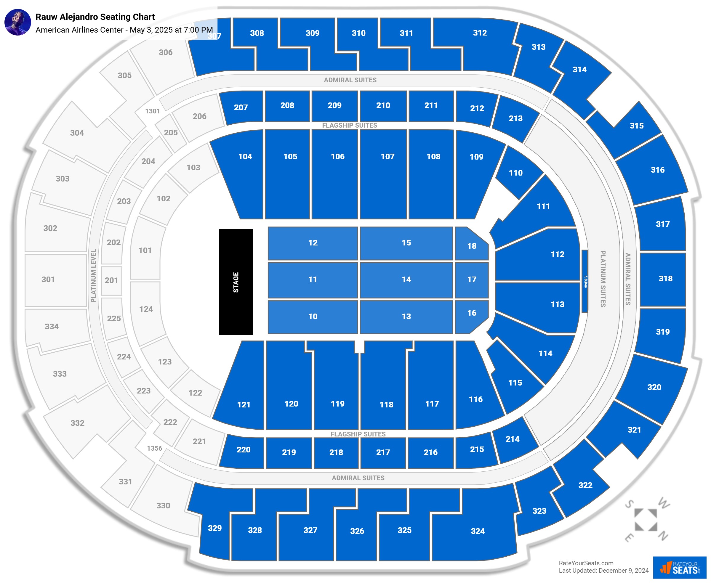 Rauw Alejandro seating chart American Airlines Center