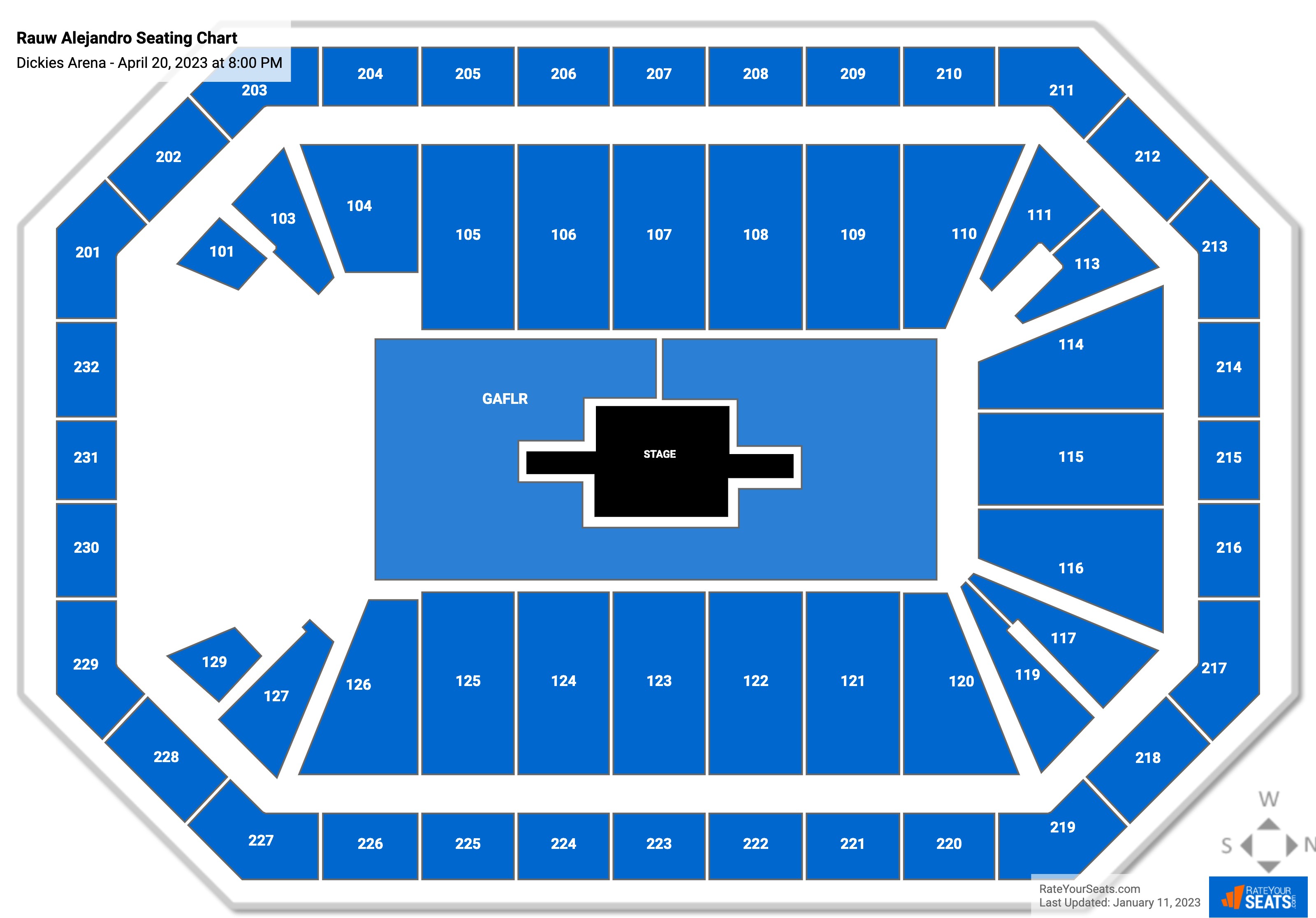 Rauw Alejandro seating chart Dickies Arena