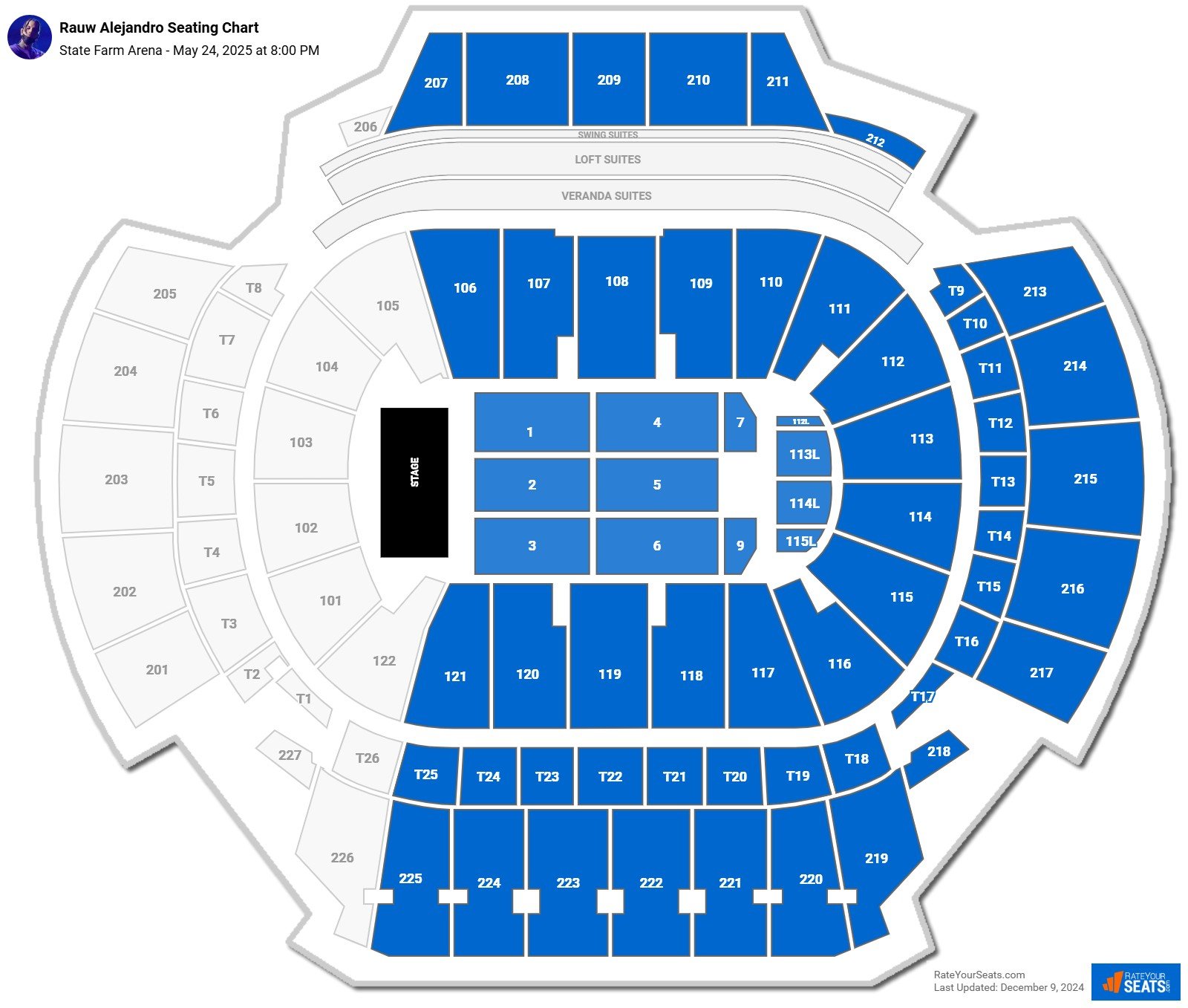 Rauw Alejandro seating chart State Farm Arena