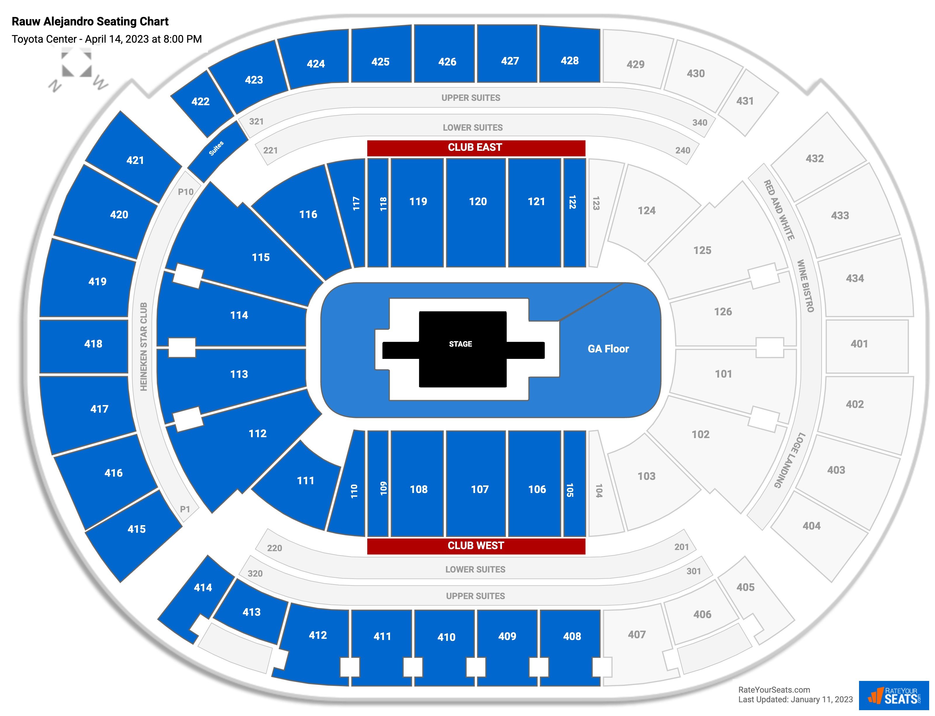 Rauw Alejandro seating chart Toyota Center