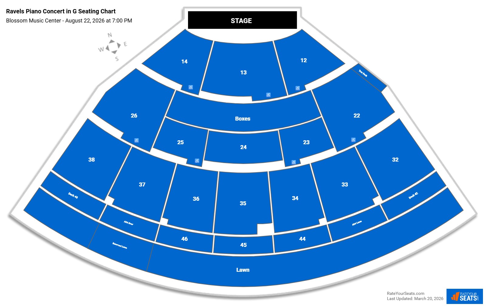 Ravels Piano Concert in G seating chart Blossom Music Center