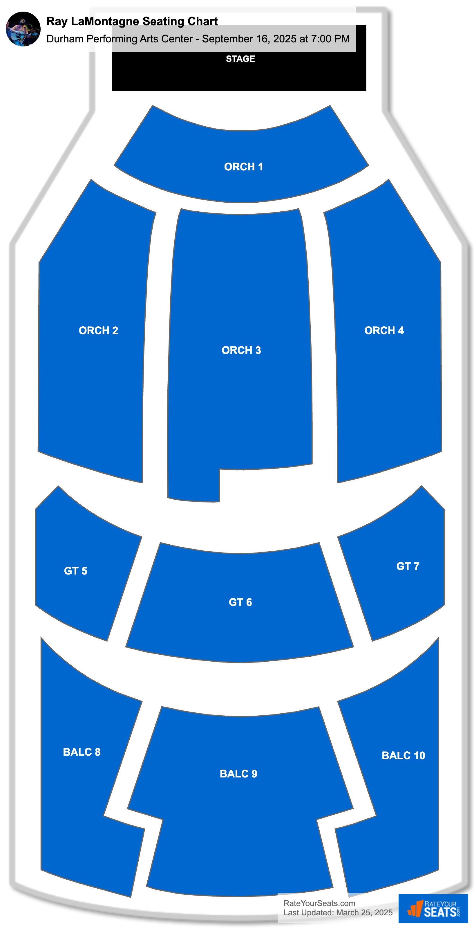 Ray LaMontagne seating chart Durham Performing Arts Center