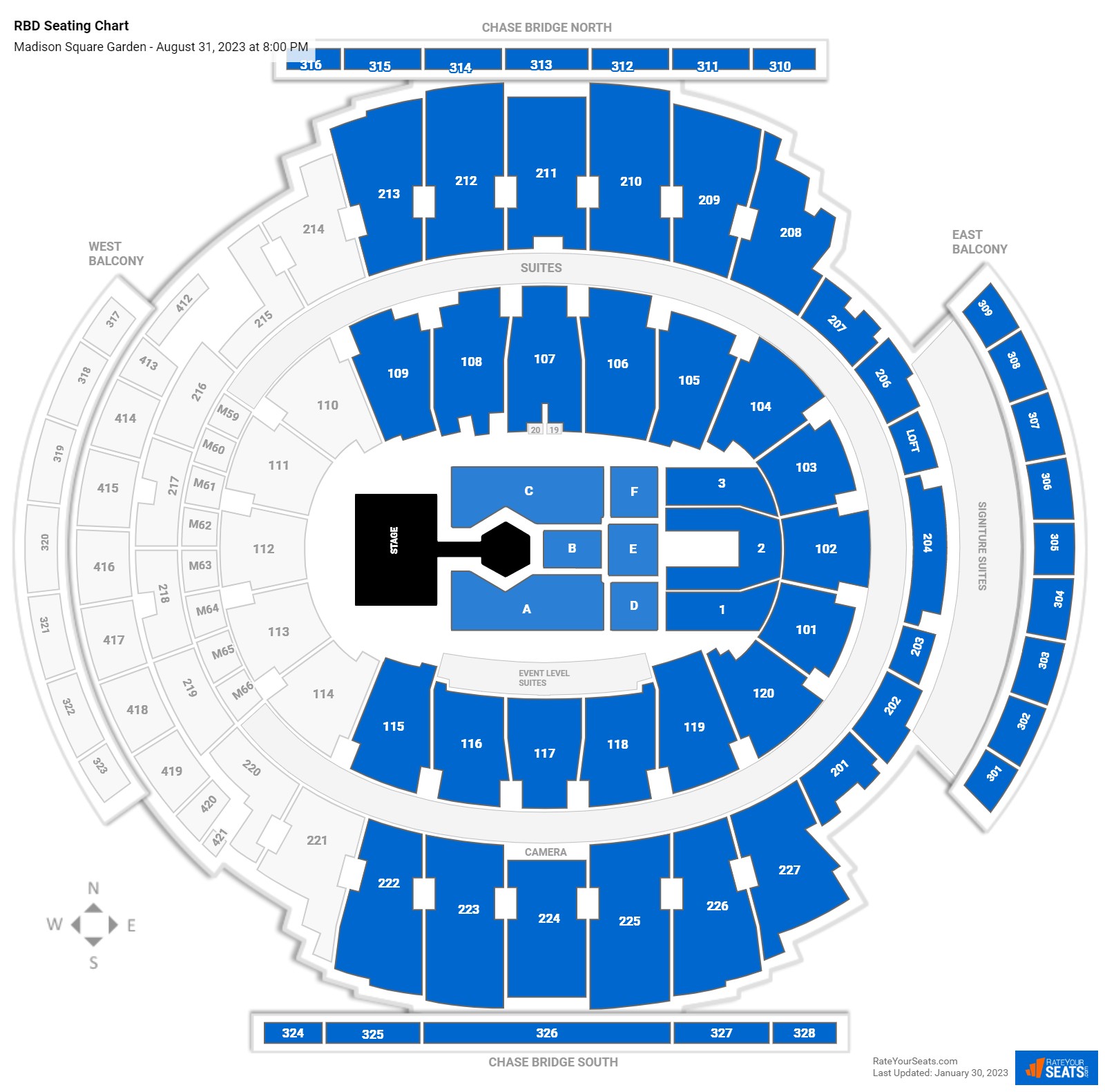 RBD seating chart Madison Square Garden