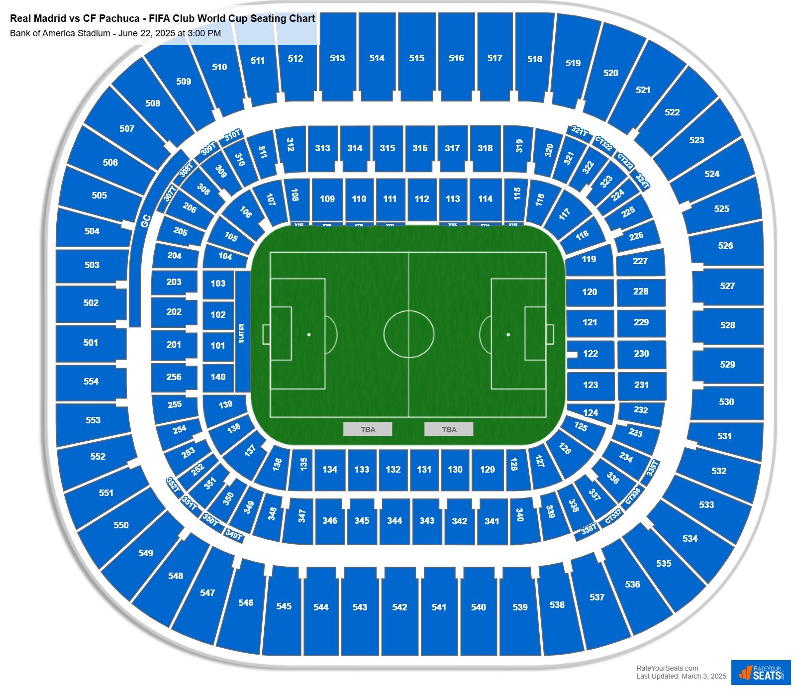 Real Madrid vs CF Pachuca - FIFA Club World Cup seating chart Bank of America Stadium