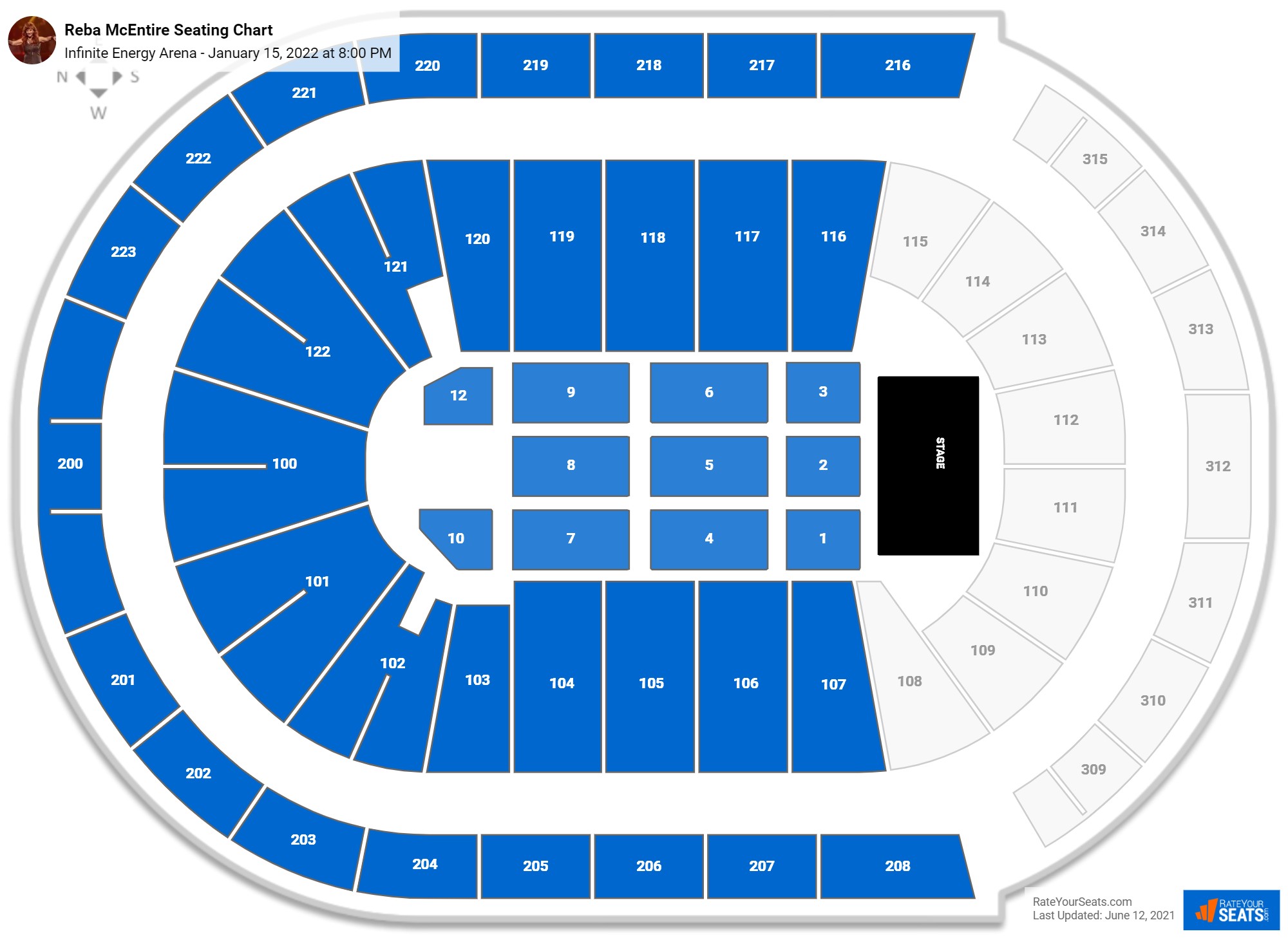 Reba McEntire seating chart Infinite Energy Arena
