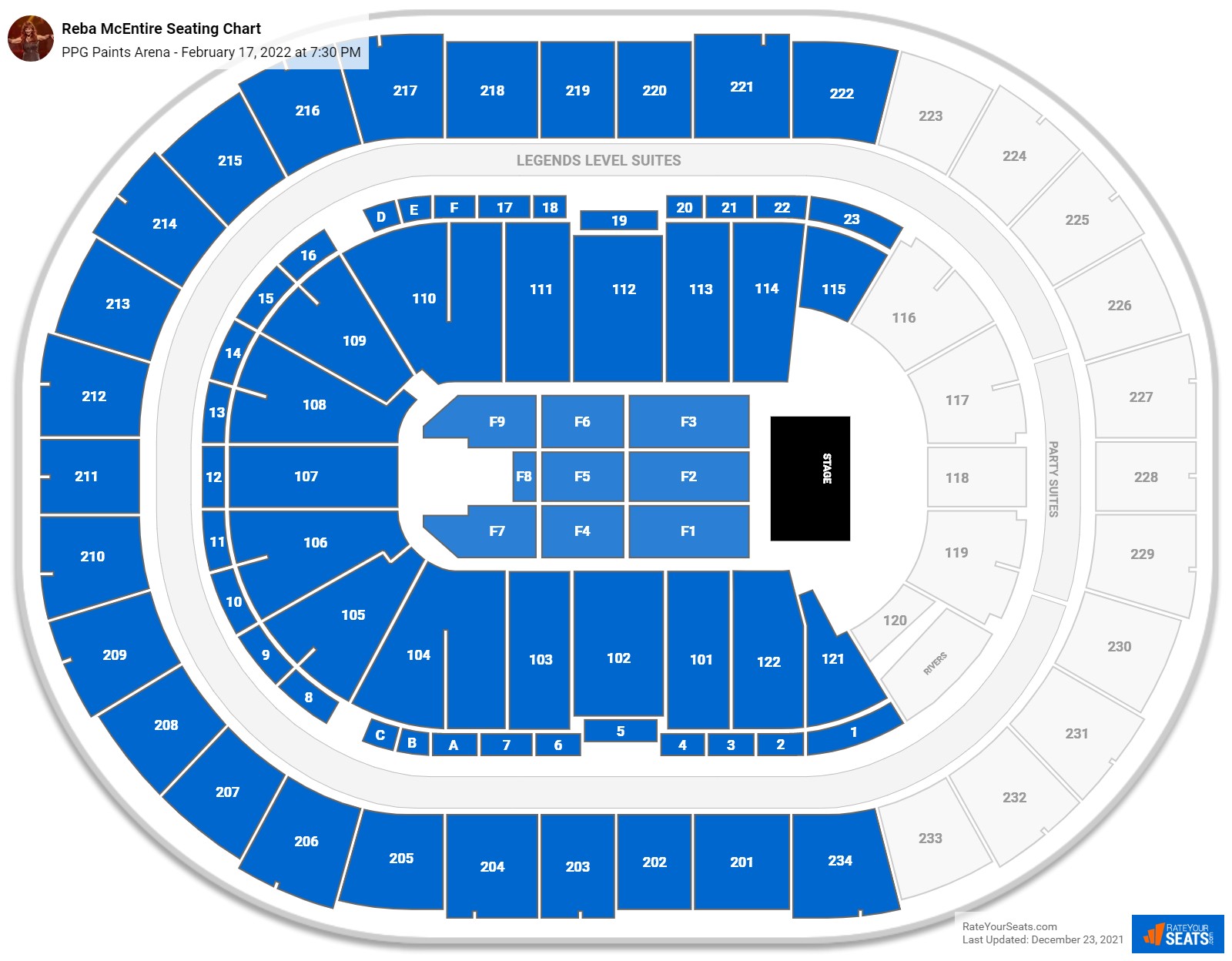 Reba McEntire seating chart PPG Paints Arena