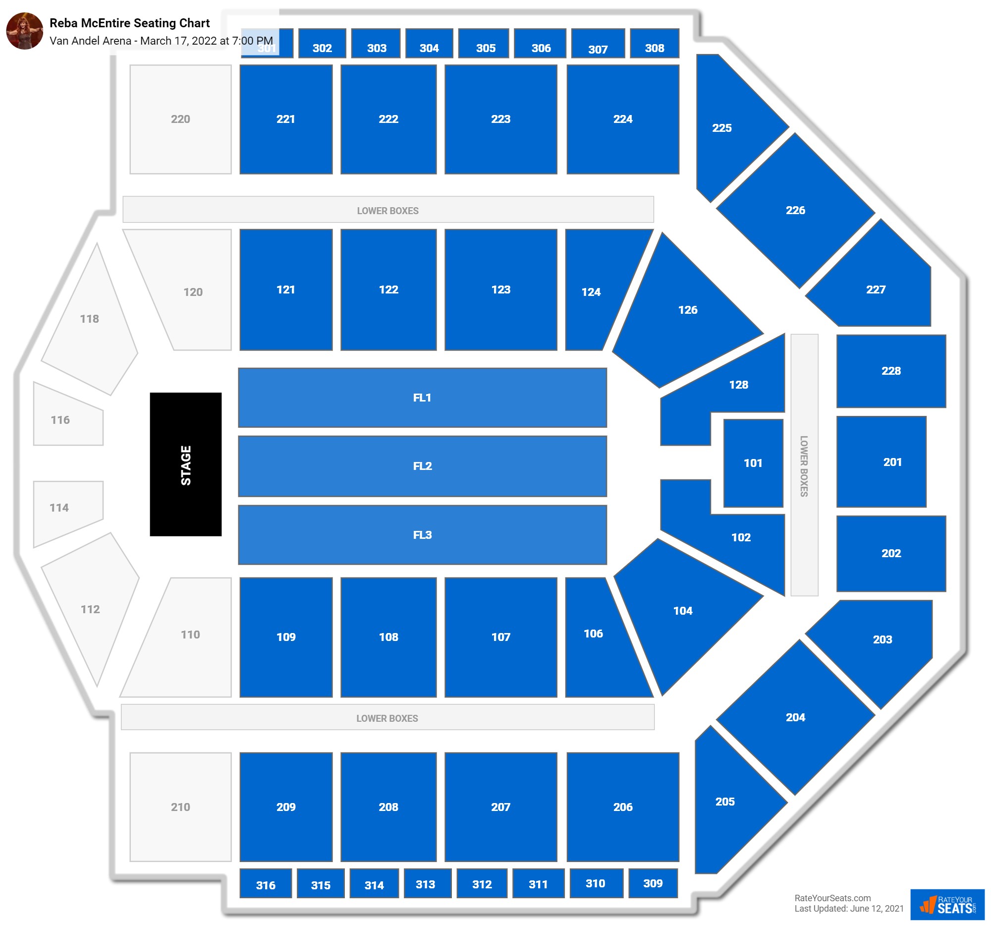 Reba McEntire seating chart Van Andel Arena