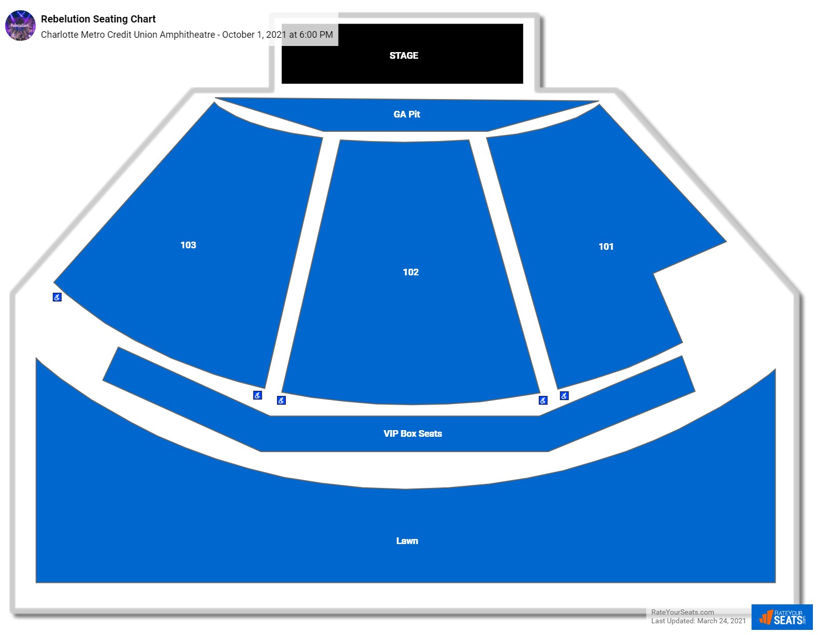 Rebelution seating chart Charlotte Metro Credit Union Amphitheatre