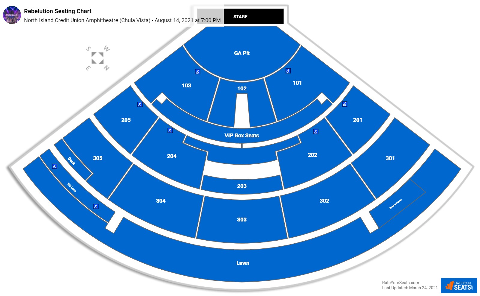 Rebelution seating chart North Island Credit Union Amphitheatre (Chula Vista)