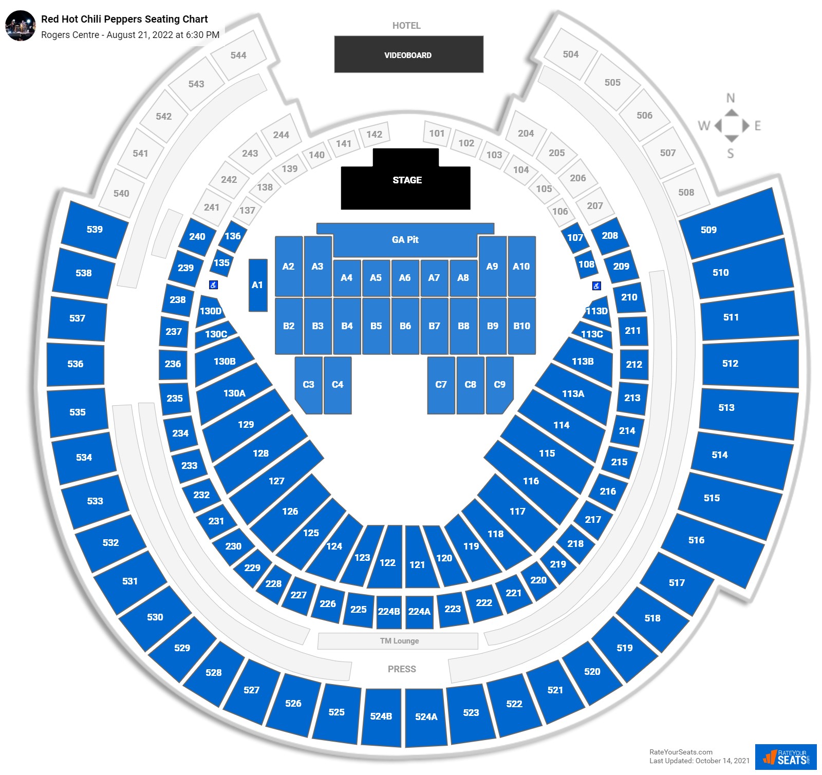 Red Hot Chili Peppers seating chart Rogers Centre