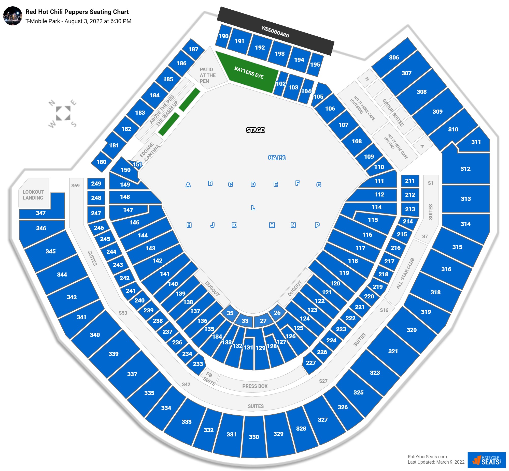 Red Hot Chili Peppers seating chart T-Mobile Park