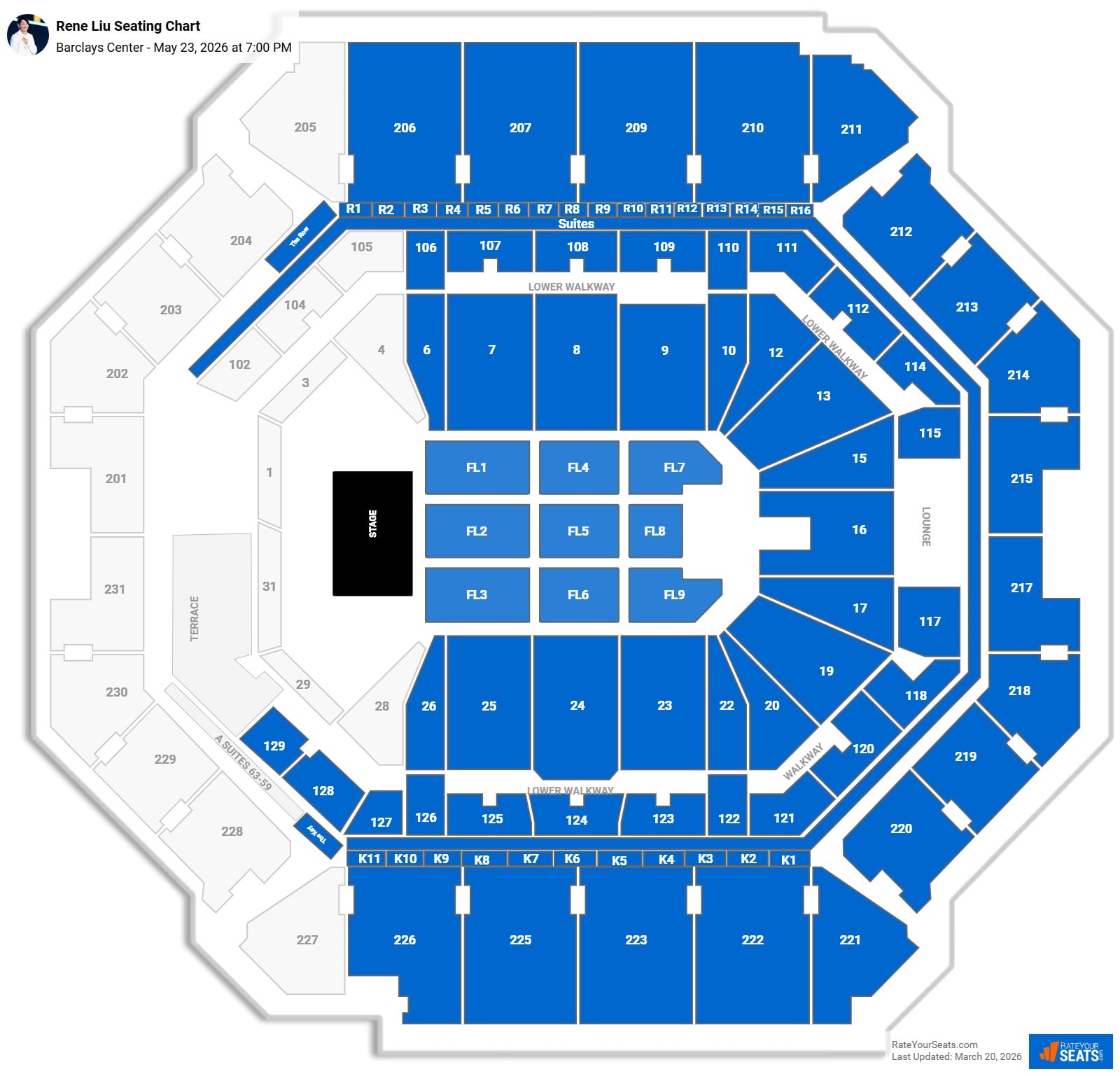 Rene Liu seating chart Barclays Center