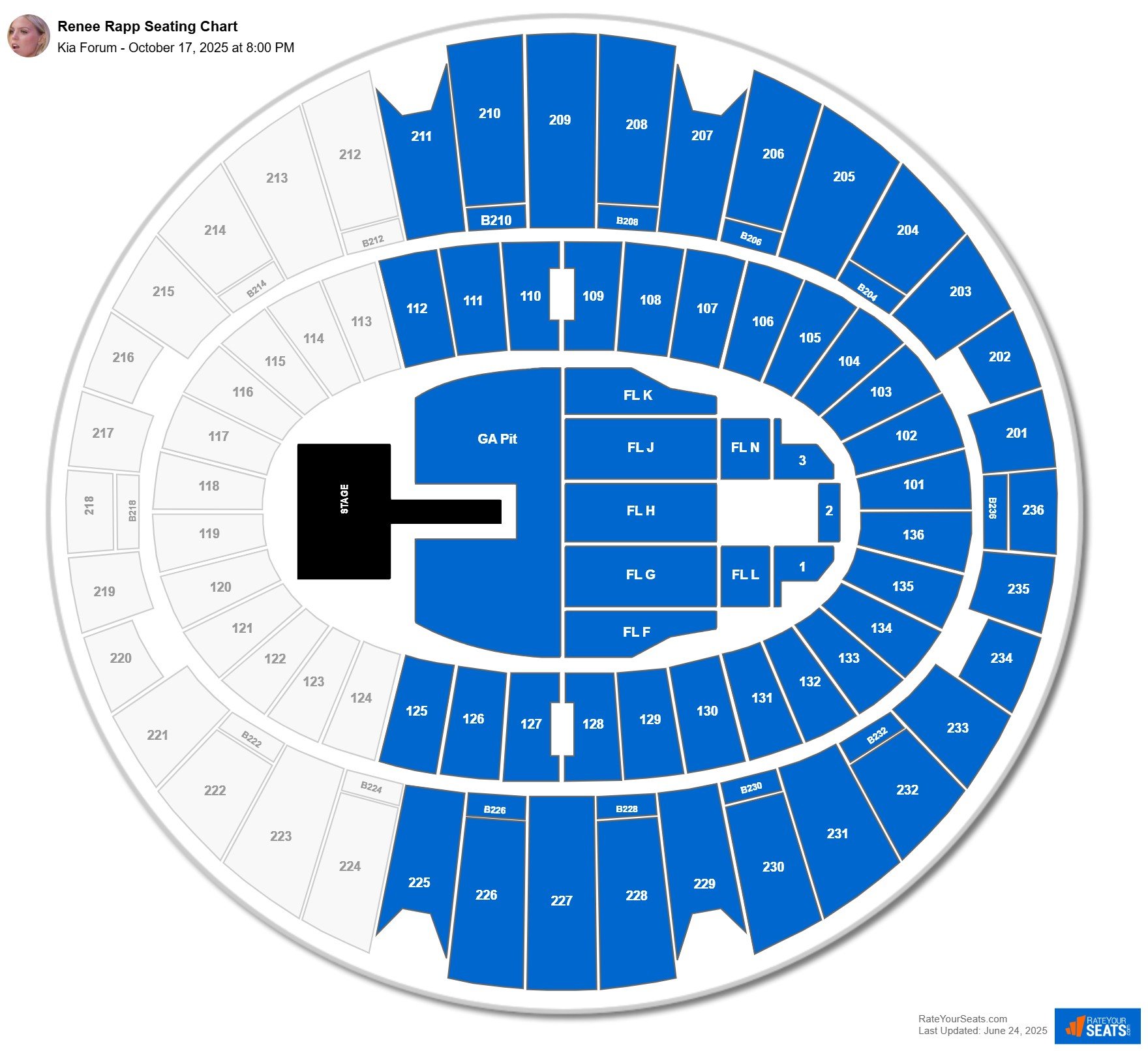 Renee Rapp seating chart Kia Forum
