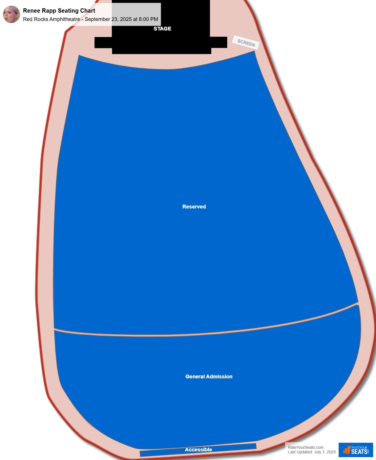 Renee Rapp seating chart Red Rocks Amphitheatre