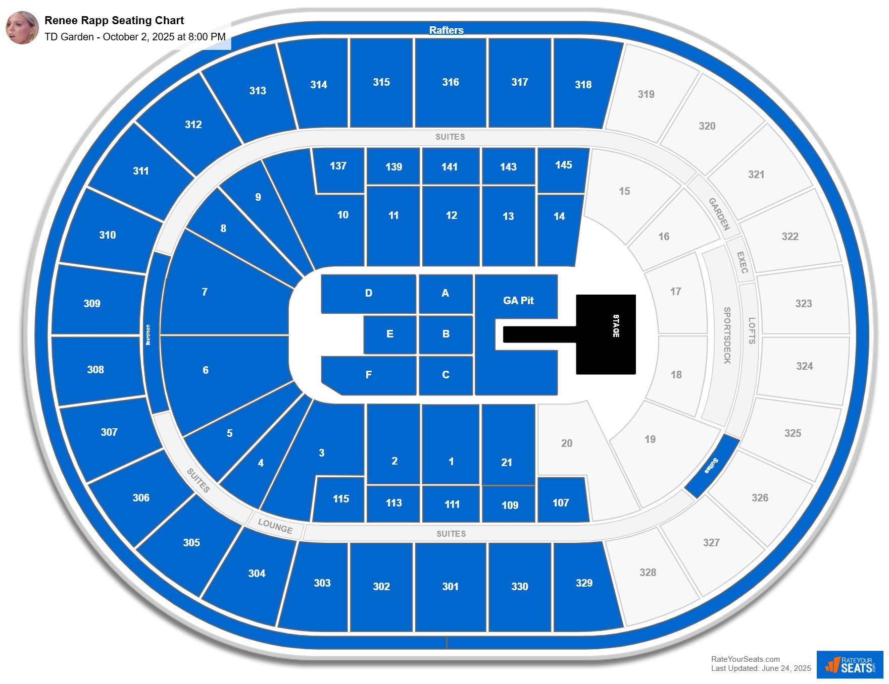 Renee Rapp seating chart TD Garden