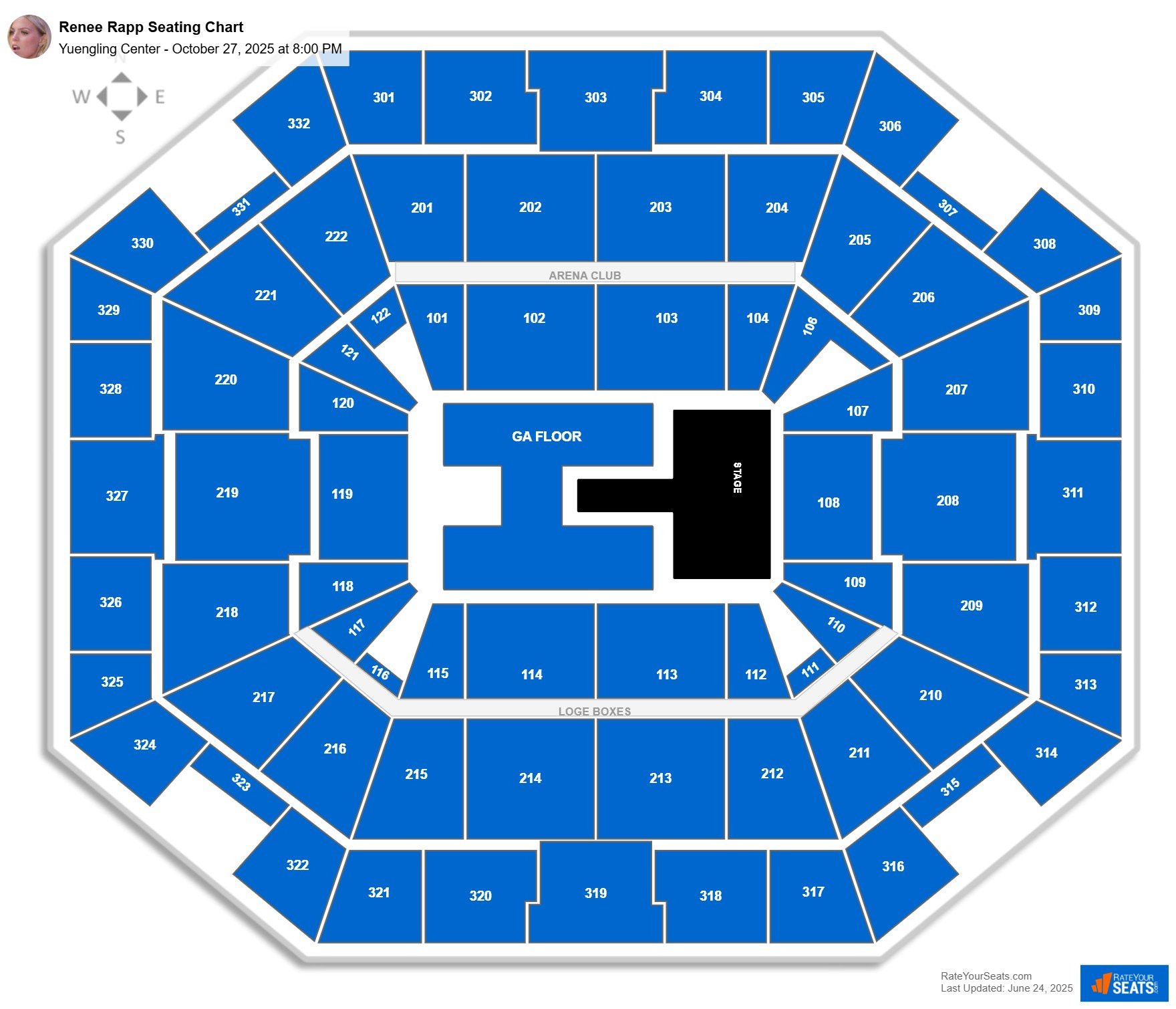 Renee Rapp and Ravyn Lenae seating chart Yuengling Center