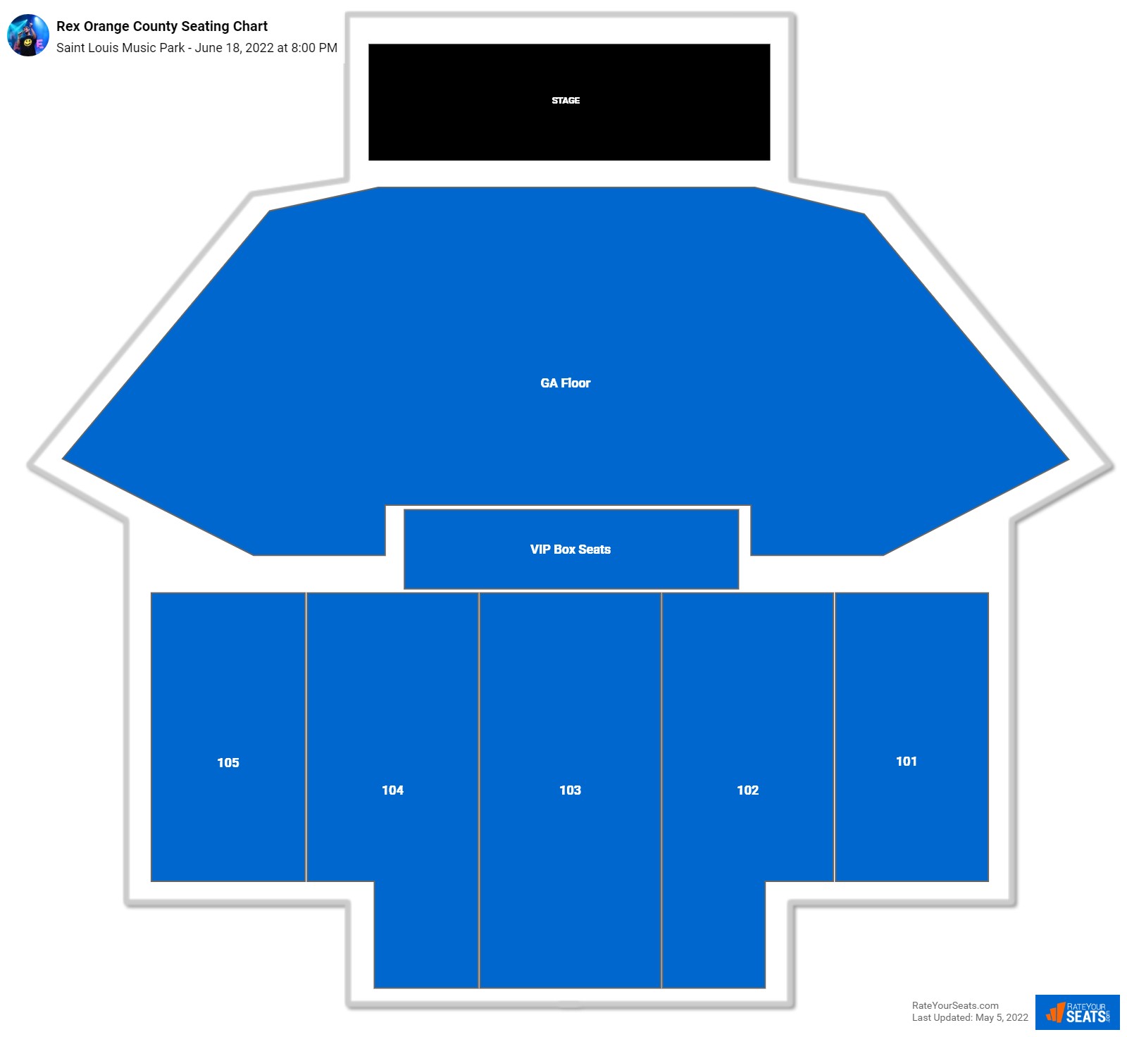 Rex Orange County seating chart Saint Louis Music Park
