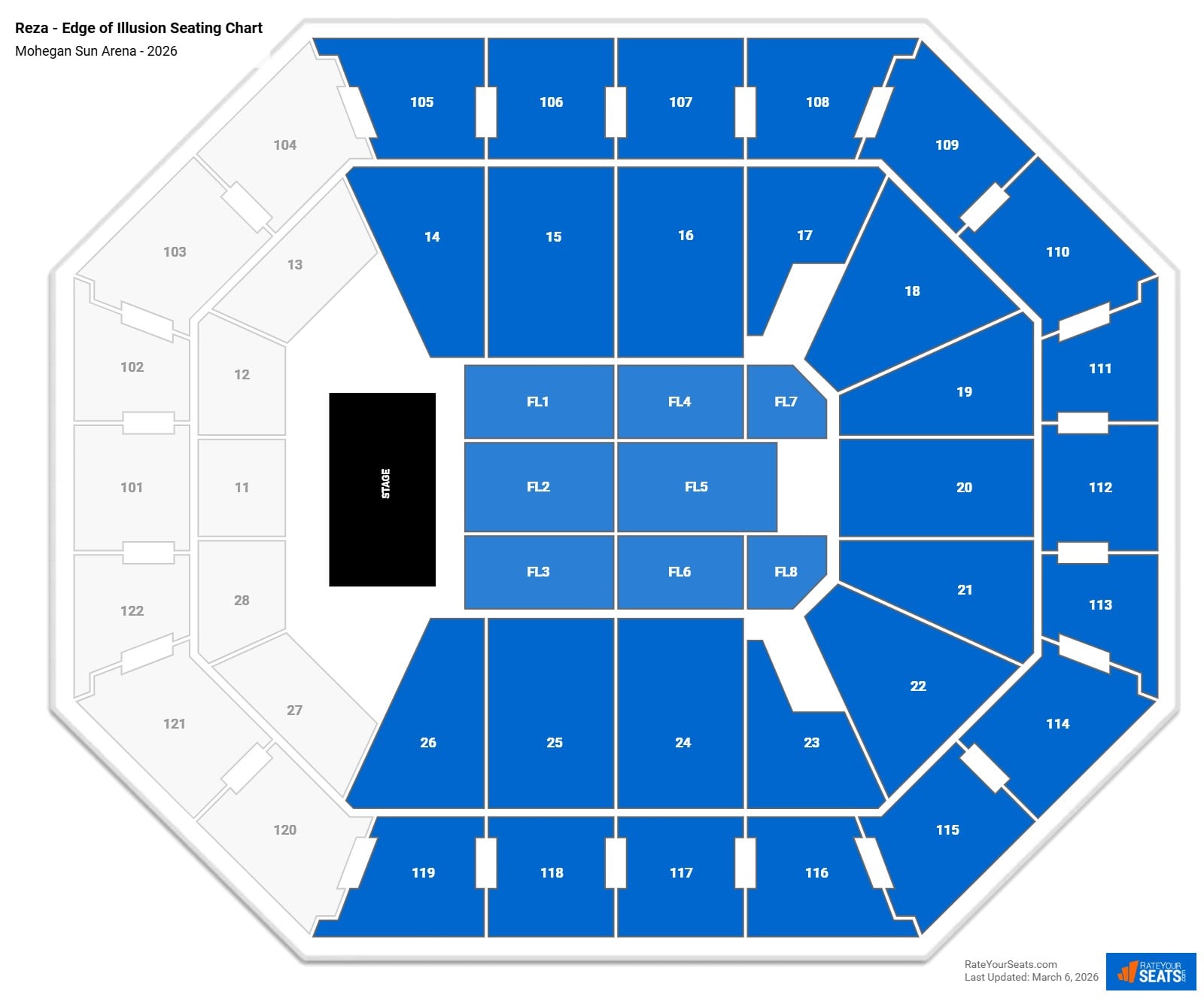 Reza - Edge of Illusion seating chart Mohegan Sun Arena