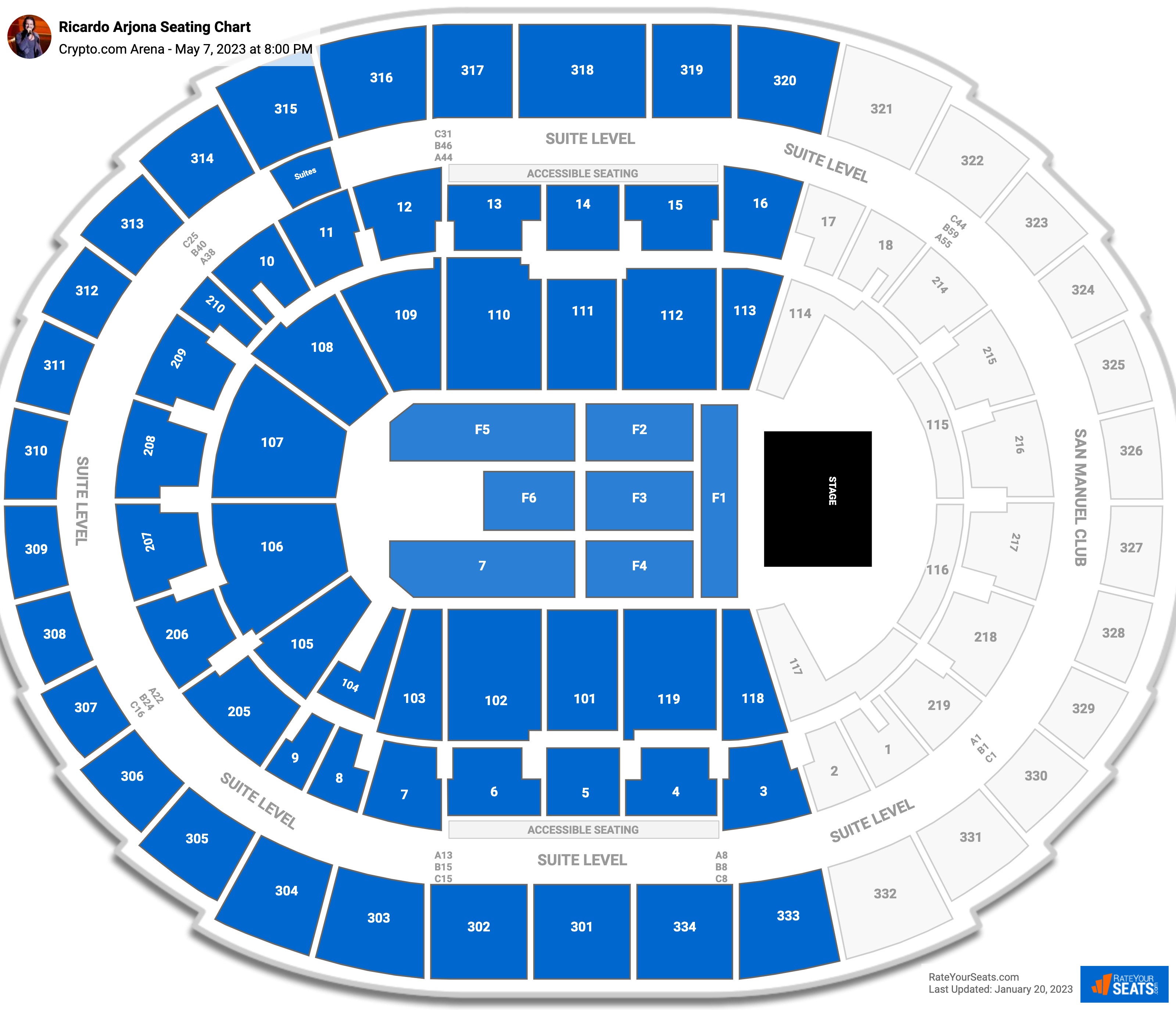 Ricardo Arjona seating chart Crypto.com Arena