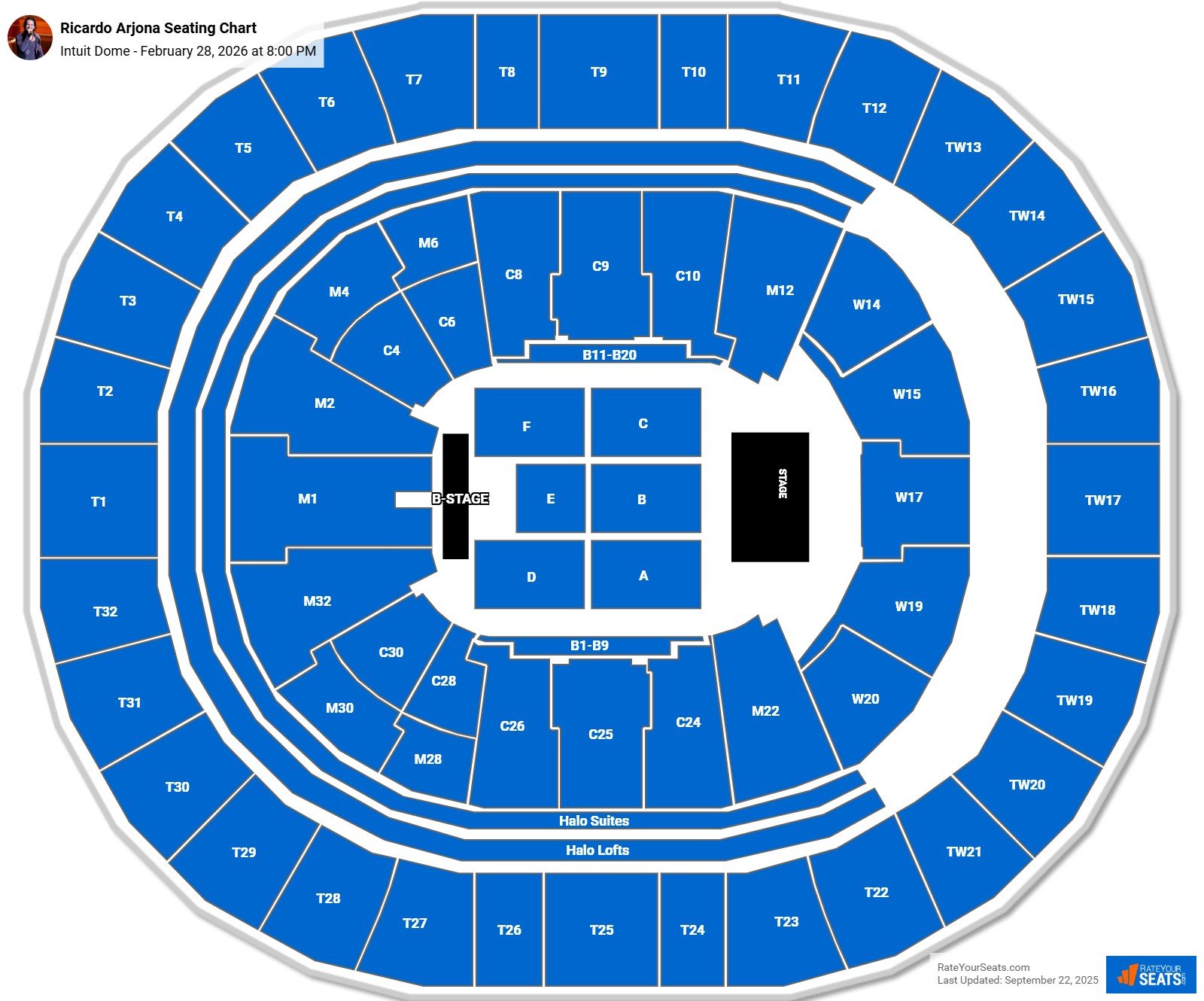 Ricardo Arjona seating chart Intuit Dome