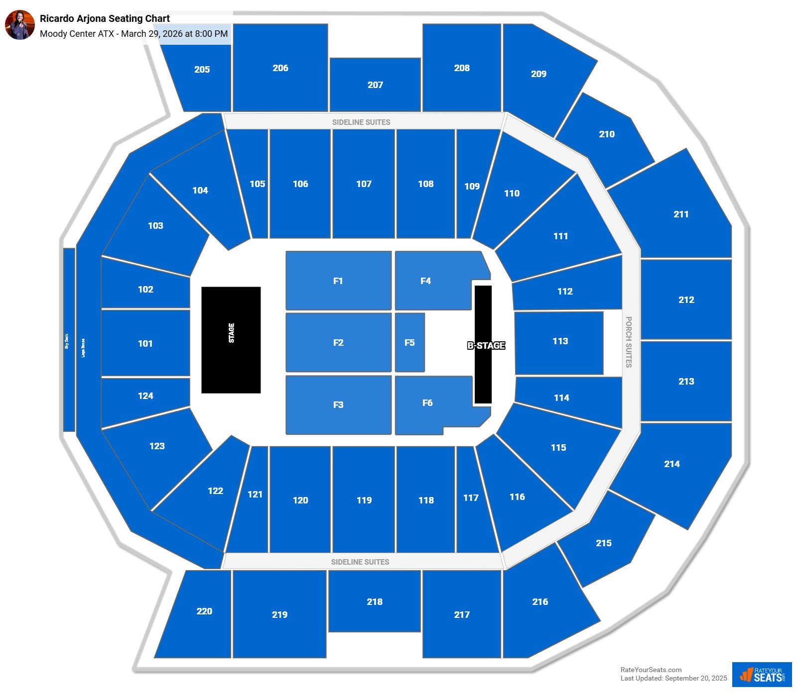 Ricardo Arjona seating chart Moody Center ATX