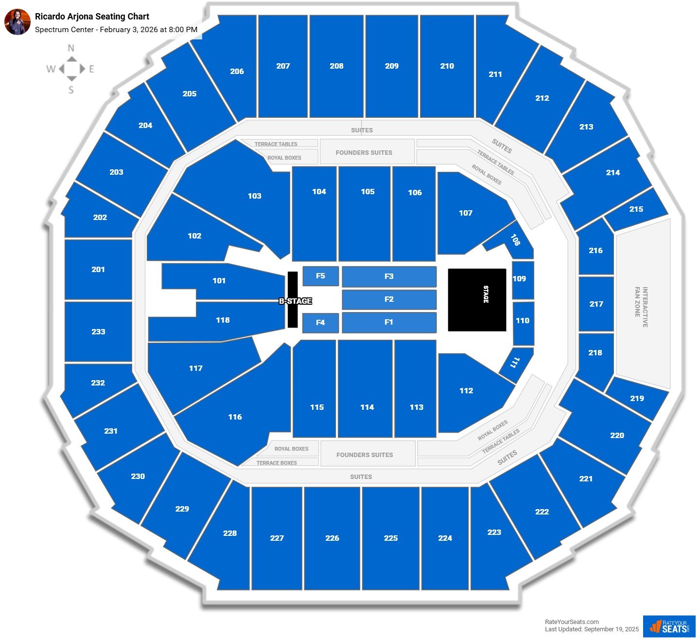 Ricardo Arjona seating chart Spectrum Center
