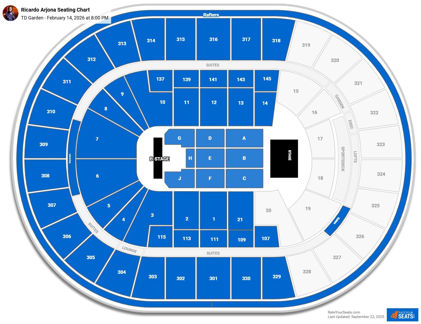Ricardo Arjona seating chart TD Garden
