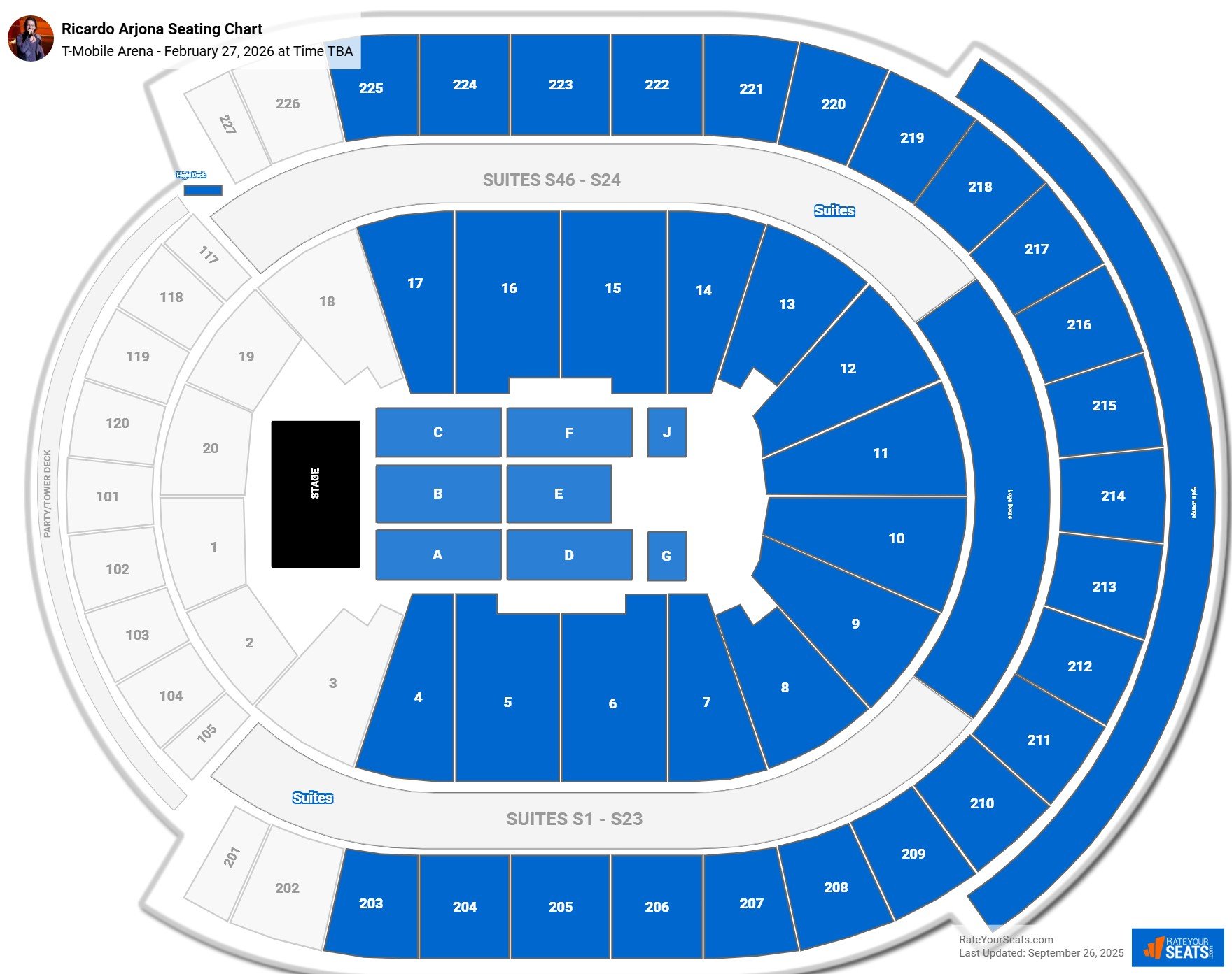 Ricardo Arjona seating chart T-Mobile Arena