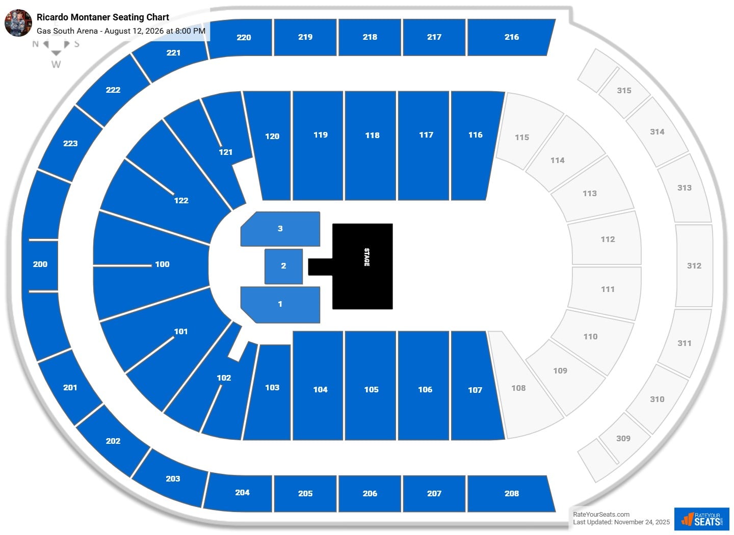 Ricardo Montaner seating chart Gas South Arena
