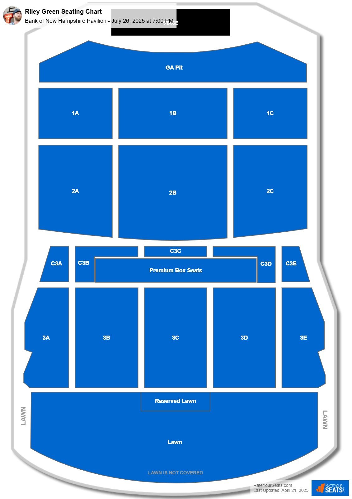 Riley Green seating chart Bank of New Hampshire Pavilion