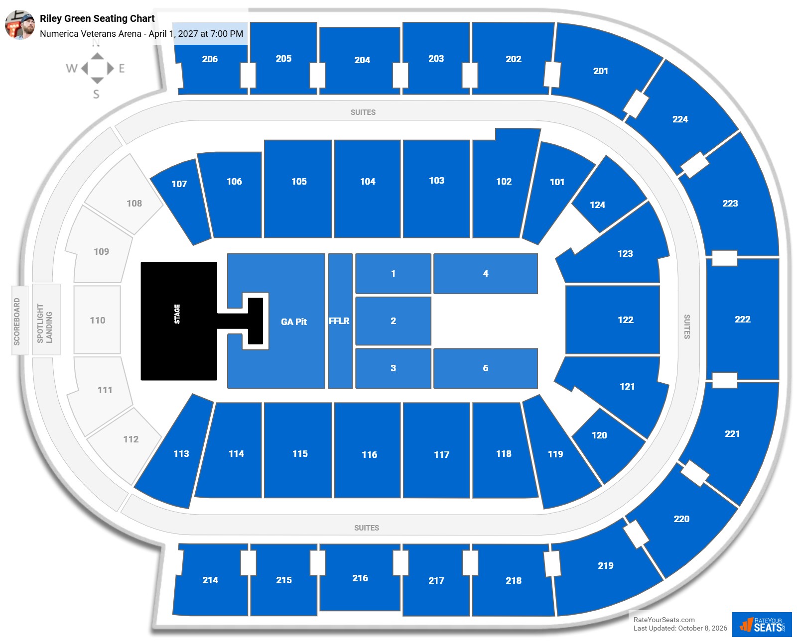 Riley Green Seating Chart at Numerica Veterans Arena
