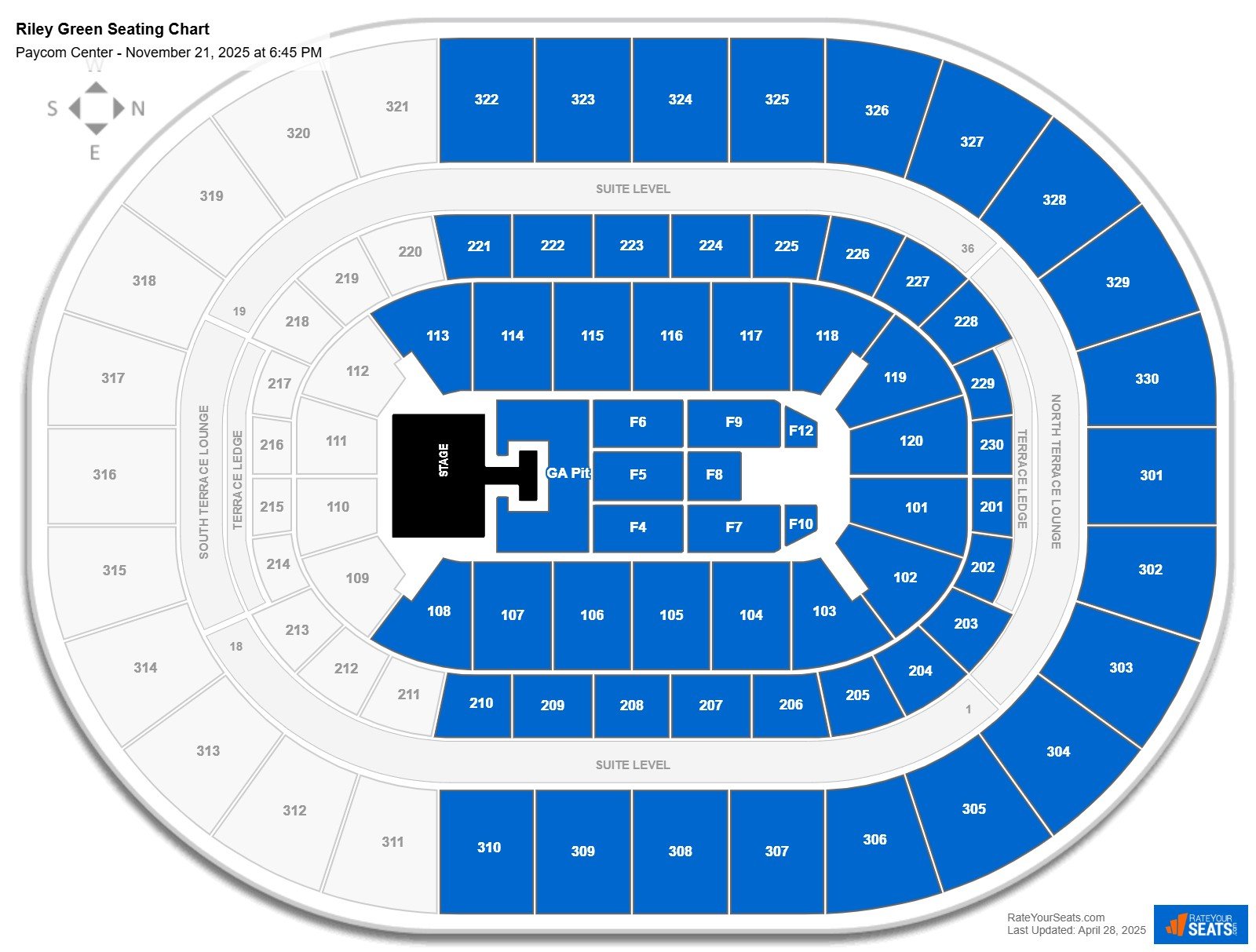 Riley Green seating chart Paycom Center