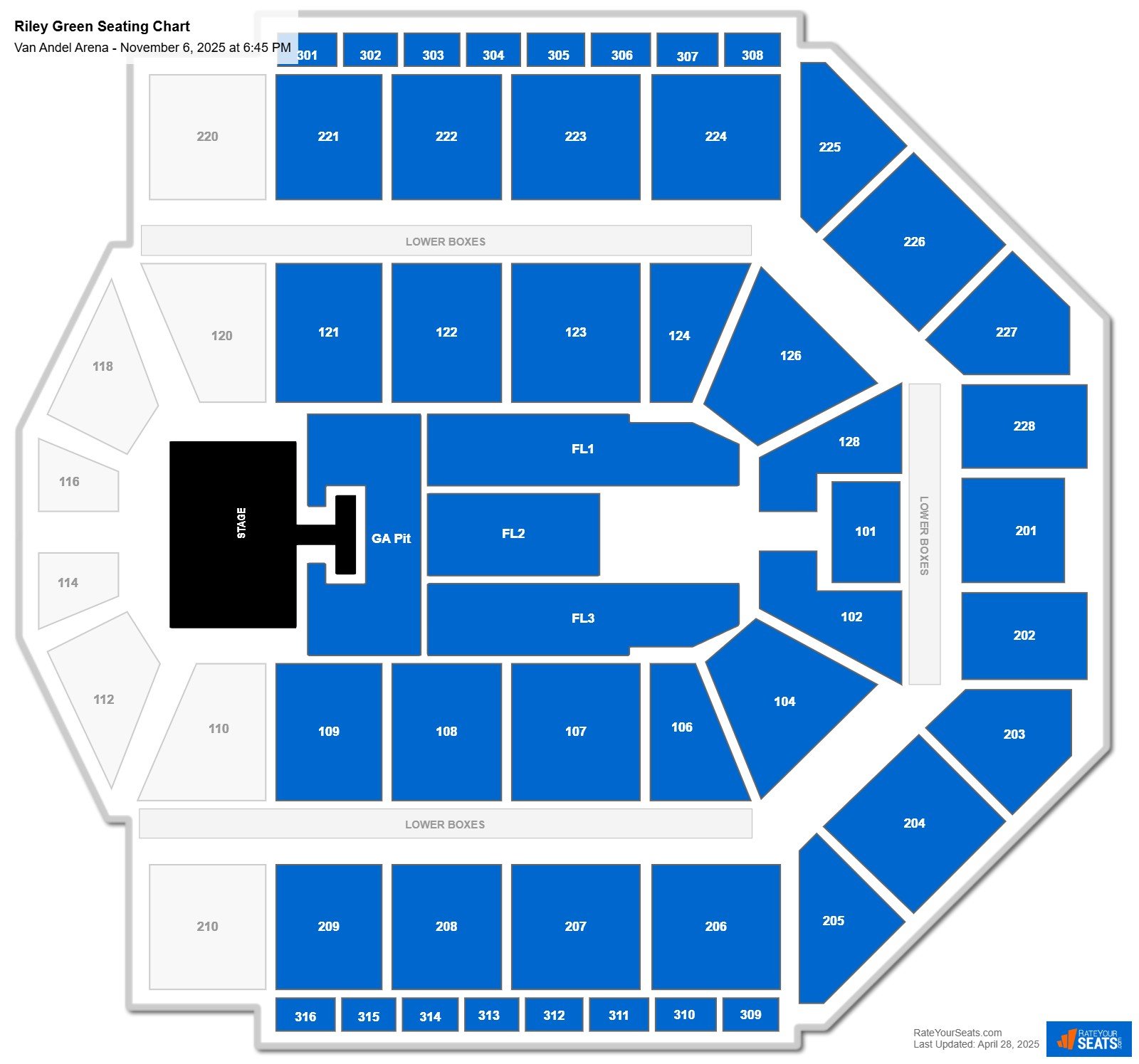Riley Green seating chart Van Andel Arena