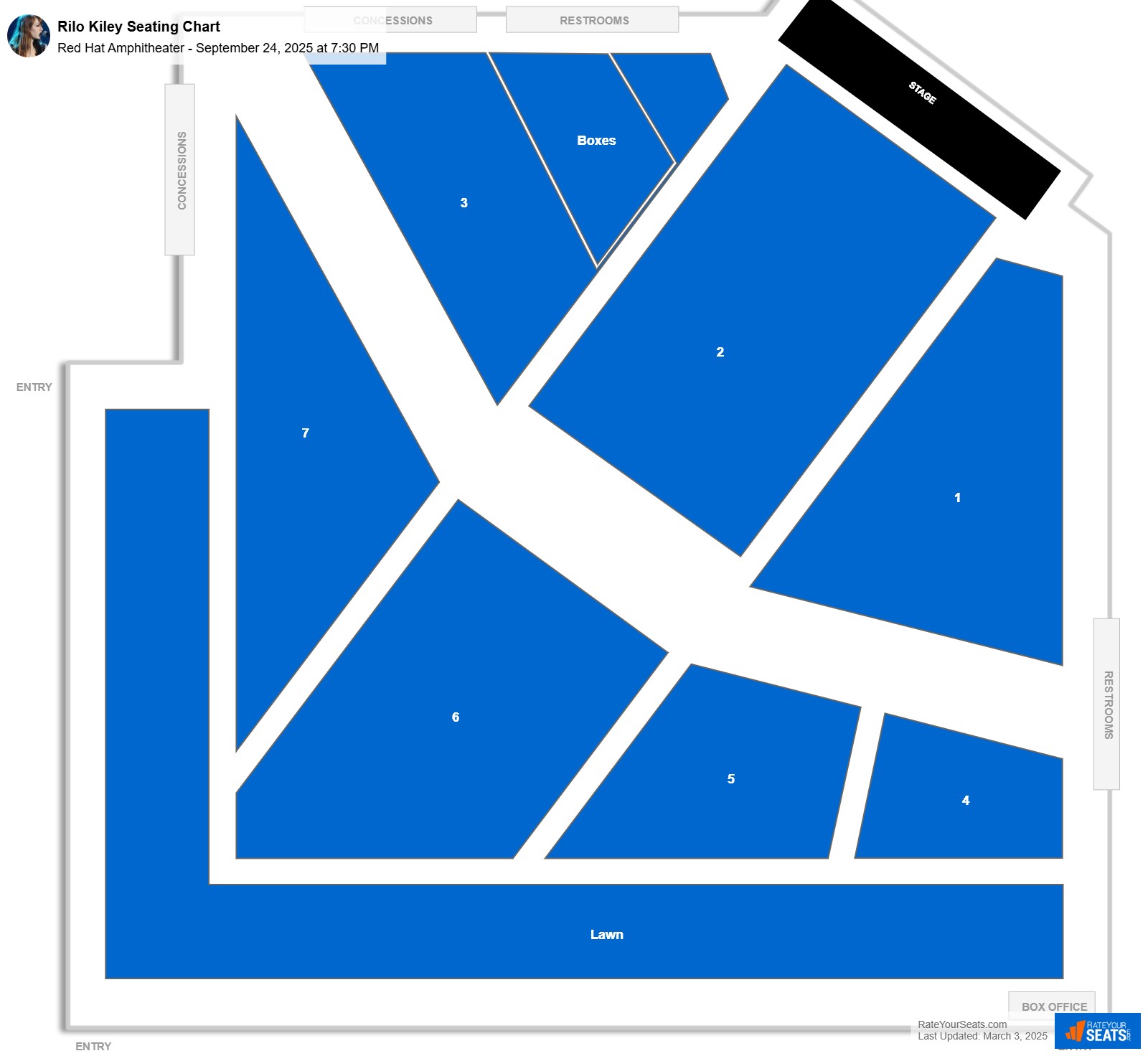 Rilo Kiley seating chart Red Hat Amphitheater