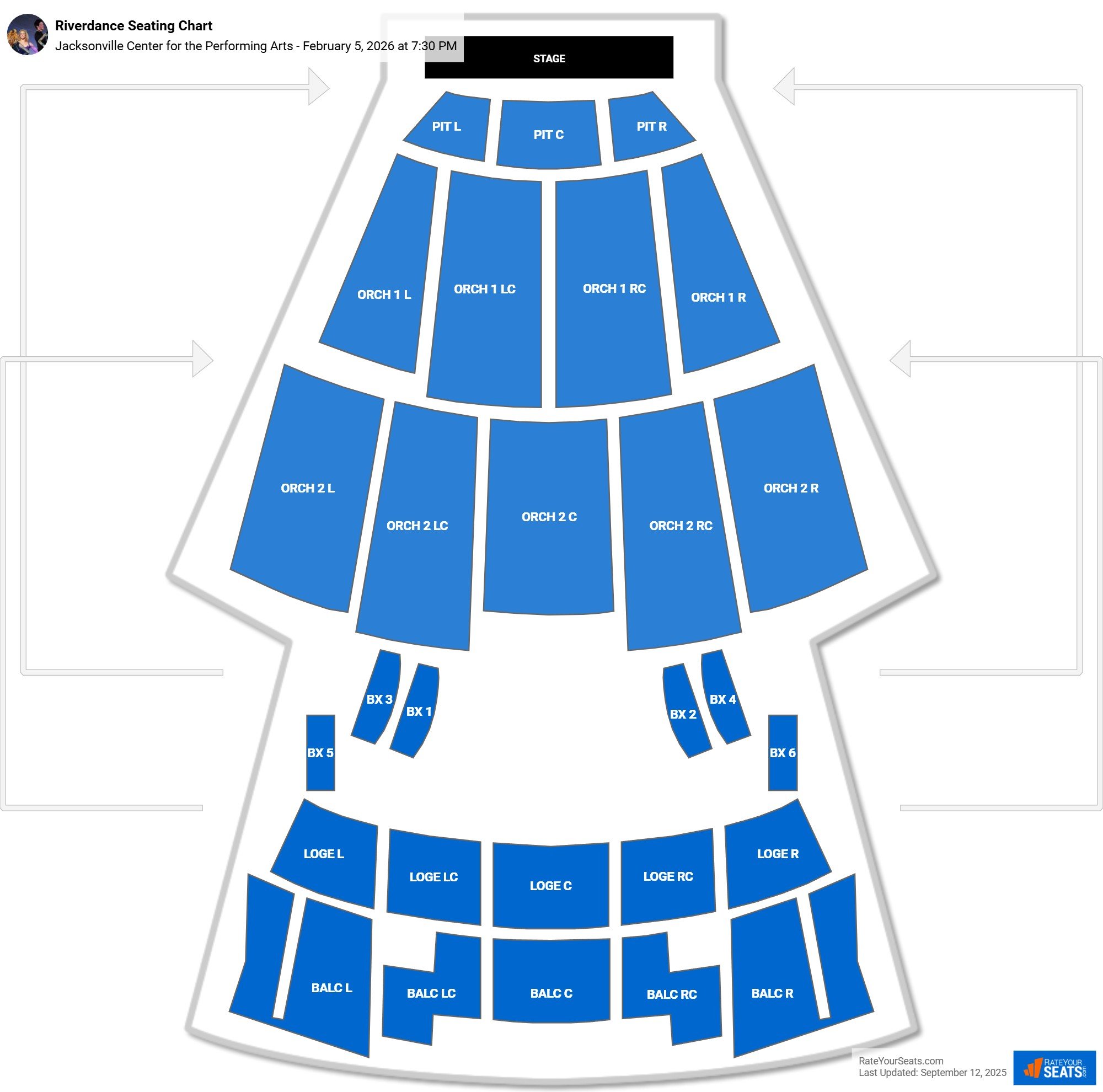 Riverdance seating chart Jacksonville Center for the Performing Arts (Moran)