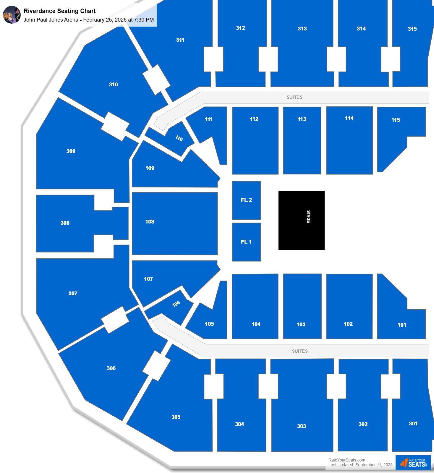 Riverdance seating chart John Paul Jones Arena