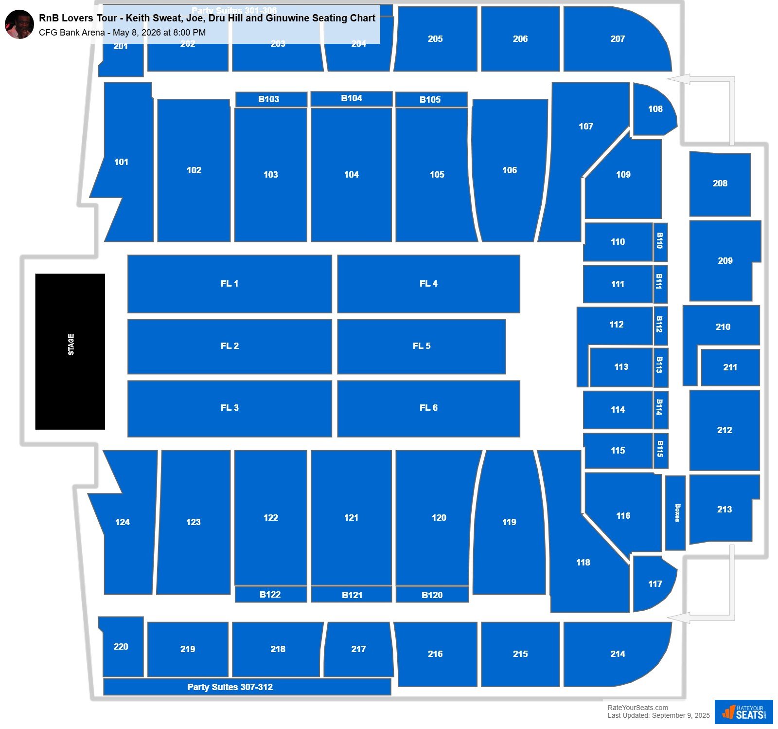 RnB Lovers Tour - Keith Sweat, Joe, Dru Hill and Ginuwine seating chart CFG Bank Arena