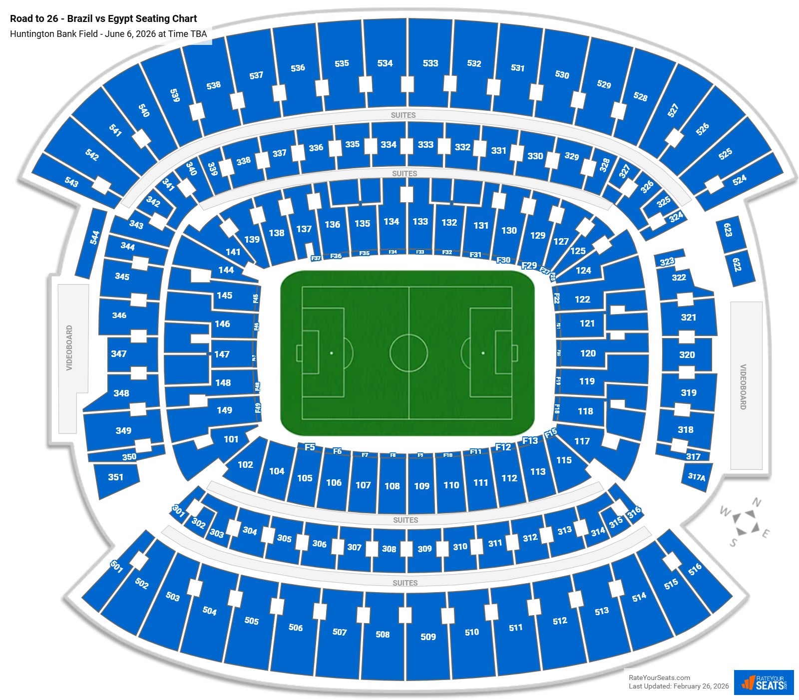 Road to 26 - Brazil vs Egypt seating chart Huntington Bank Field