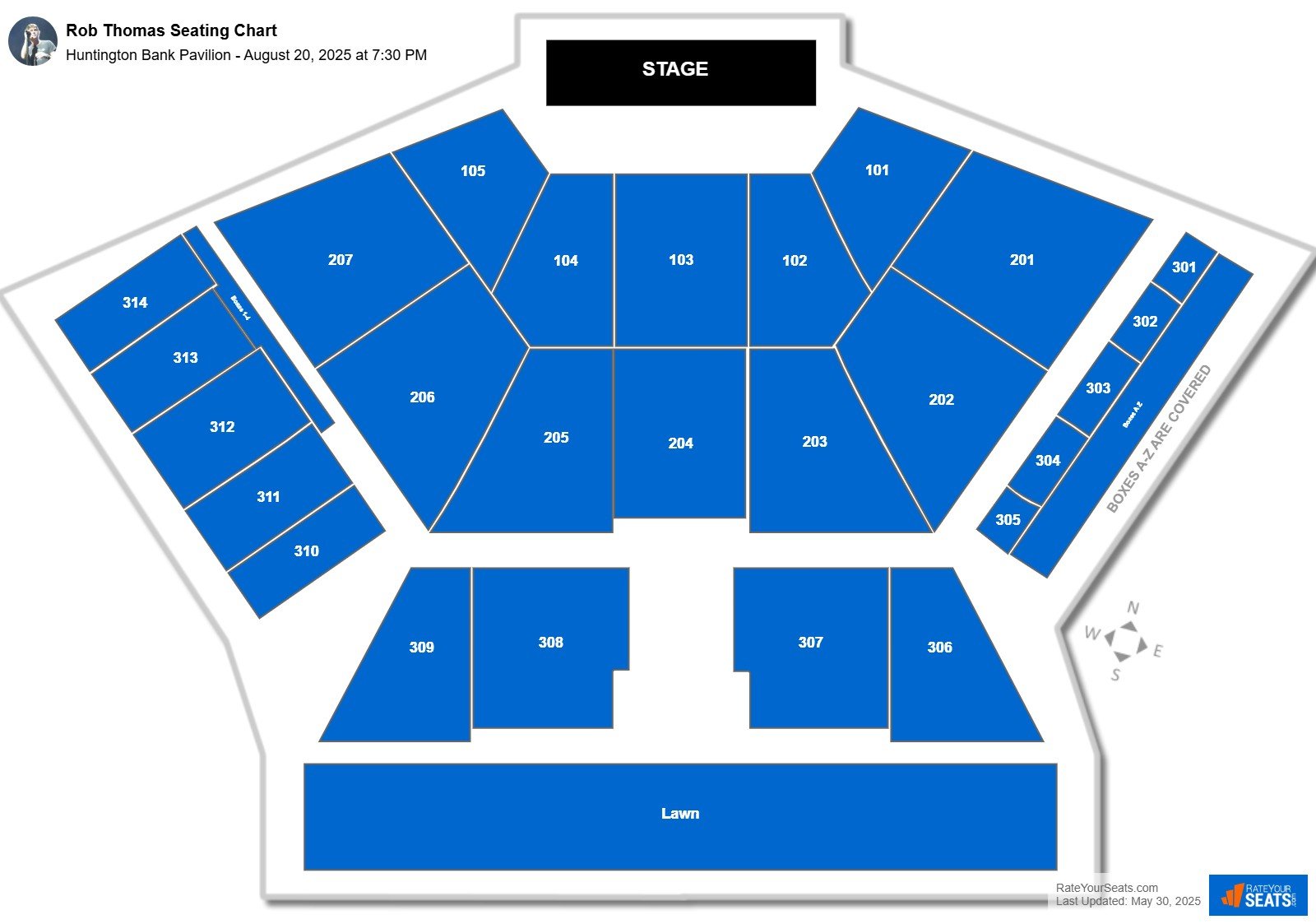 Rob Thomas seating chart Huntington Bank Pavilion (at Northerly Island)