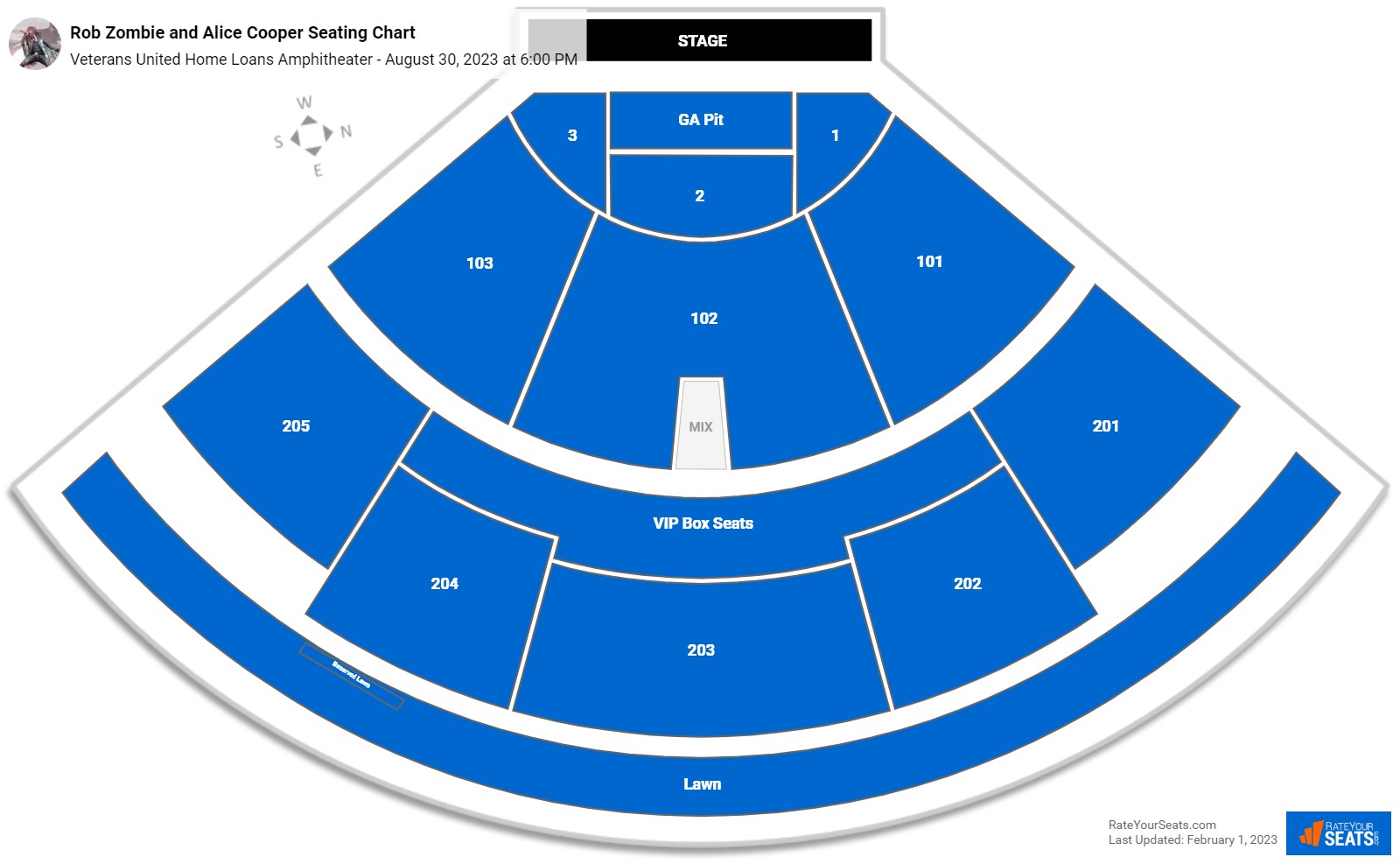 Rob Zombie and Alice Cooper seating chart Veterans United Home Loans Amphitheater