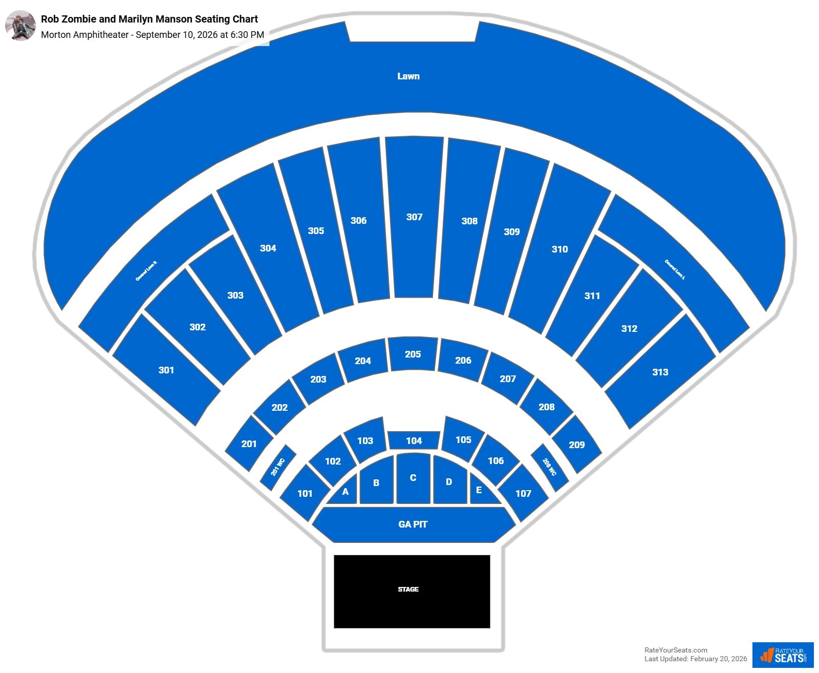 Rob Zombie and Marilyn Manson seating chart Morton Amphitheater