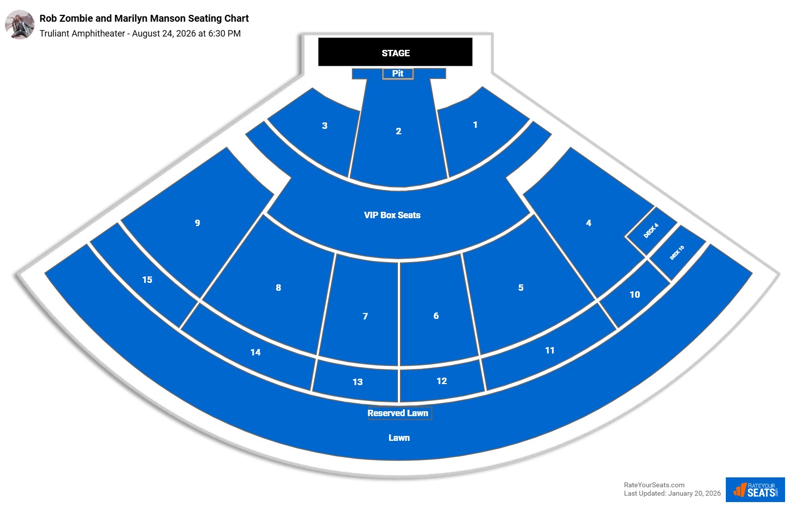 Rob Zombie and Marilyn Manson seating chart Truliant Amphitheater
