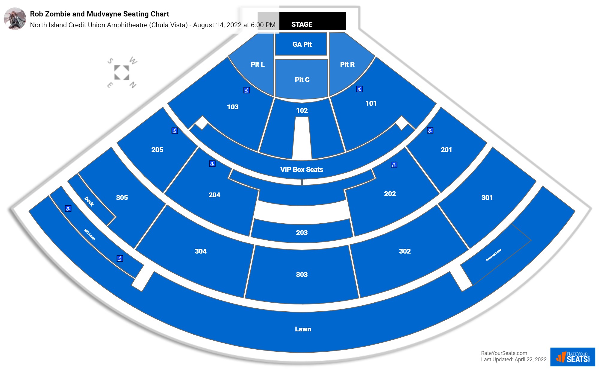 Rob Zombie and Mudvayne seating chart North Island Credit Union Amphitheatre (Chula Vista)