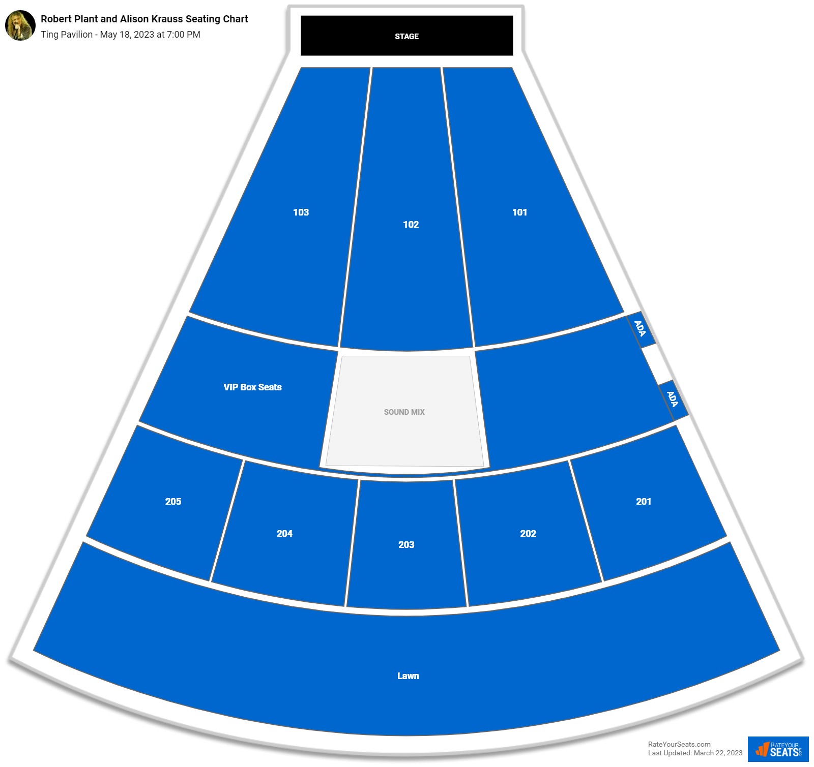 Robert Plant and Alison Krauss seating chart Ting Pavilion