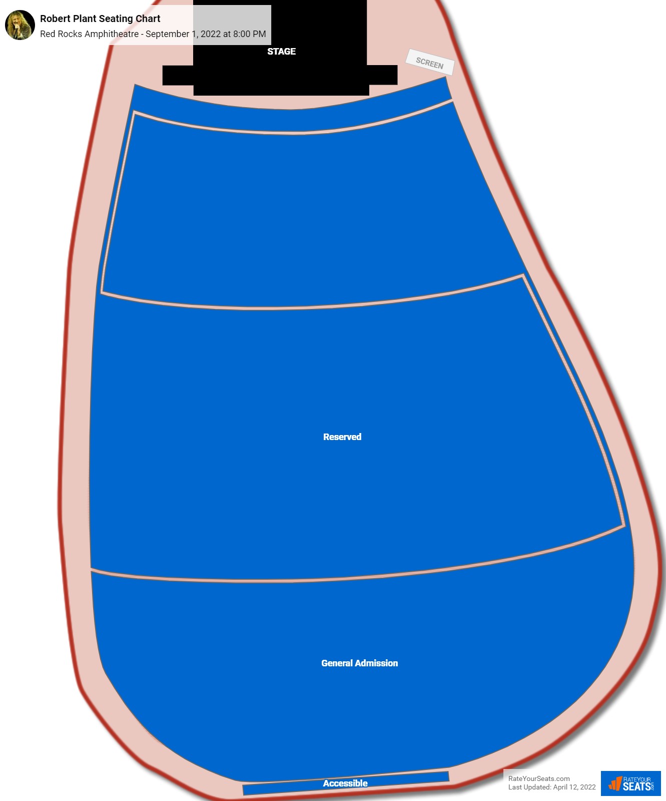 Robert Plant and Alison Krauss seating chart Red Rocks Amphitheatre
