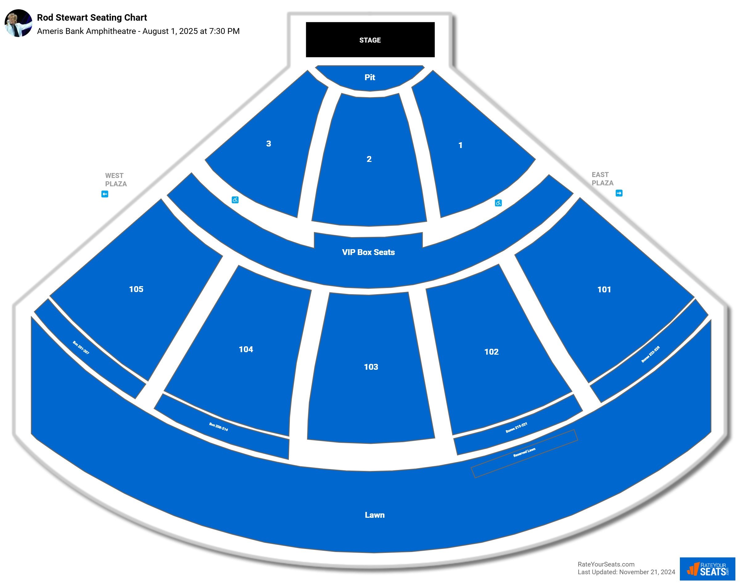 Rod Stewart seating chart Ameris Bank Amphitheatre