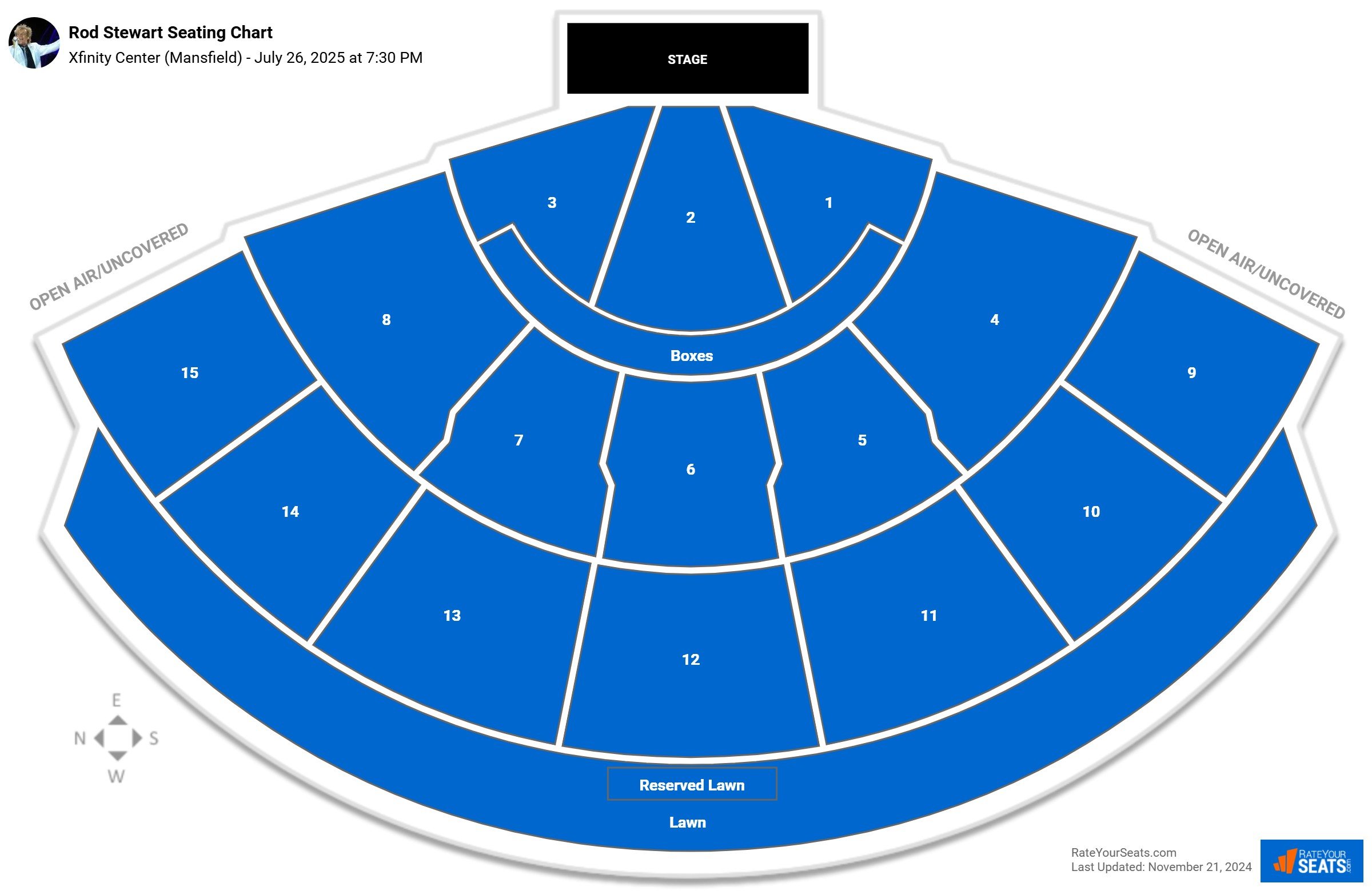 Rod Stewart seating chart Xfinity Center (Mansfield)